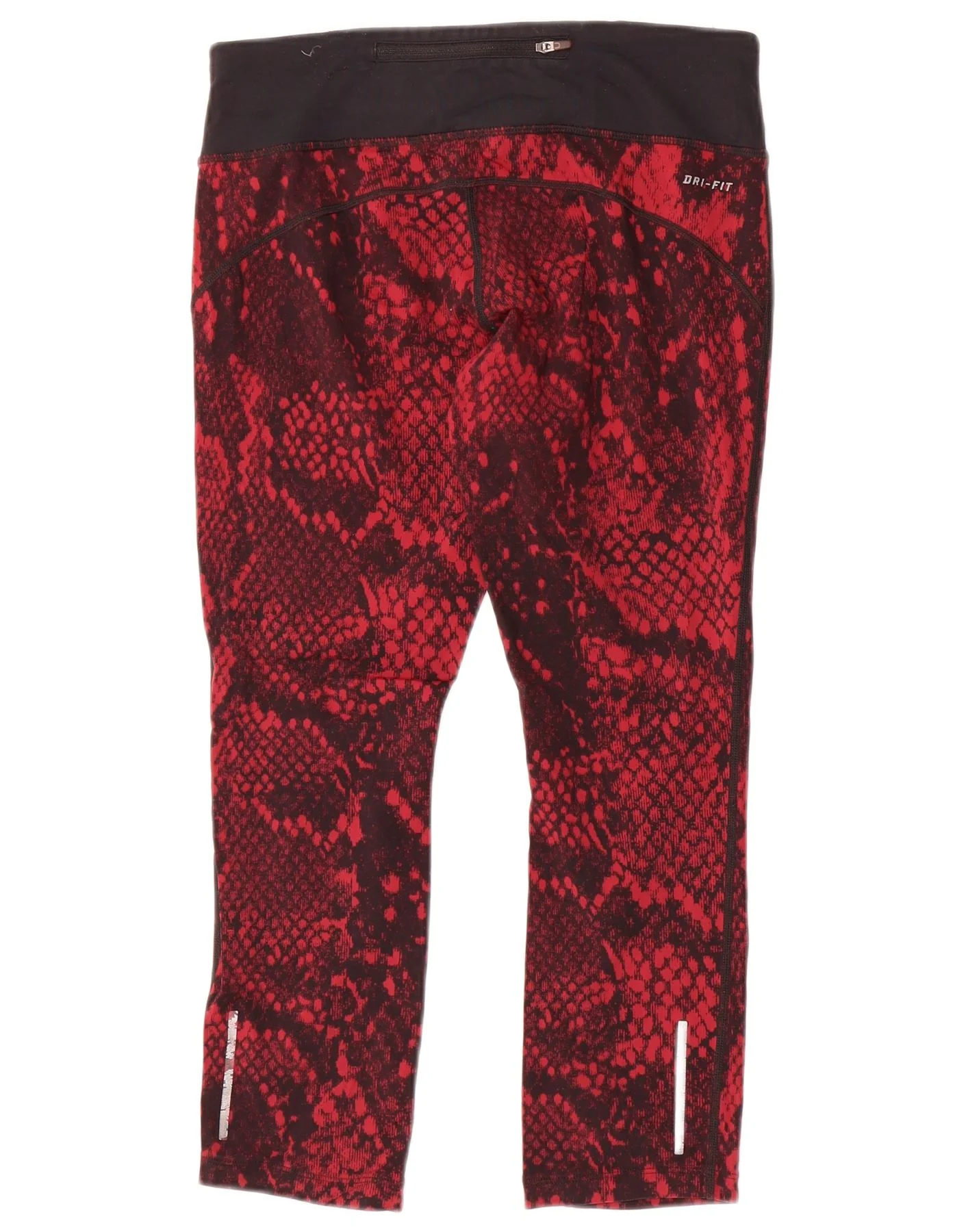 Nike Womens Dri Fit Crop Leggings UK 14 Medium Red Animal Print Nylon - Image 2