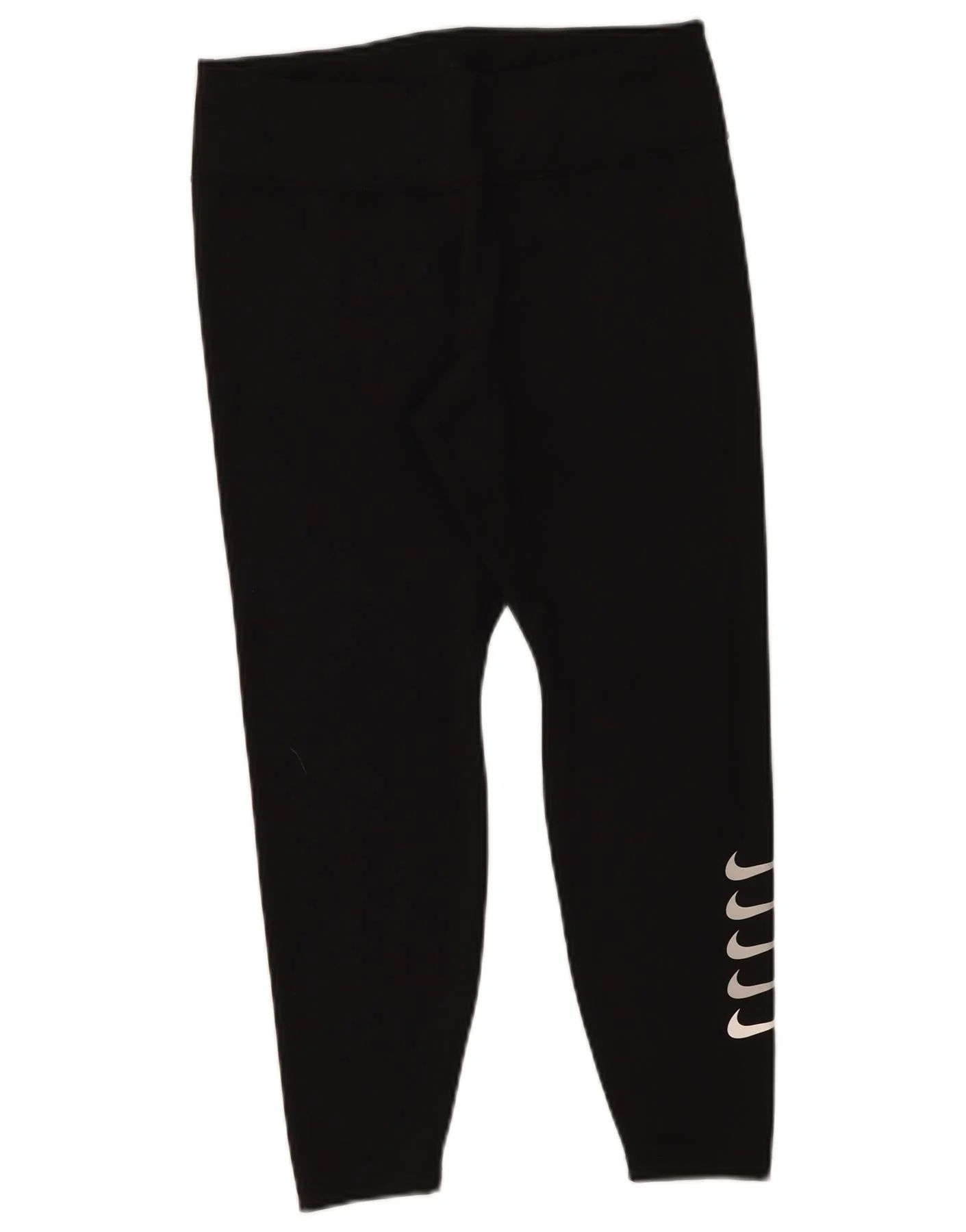 Nike Womens Dri Fit Graphic Crop Leggings UK 14 Large Black Polyester