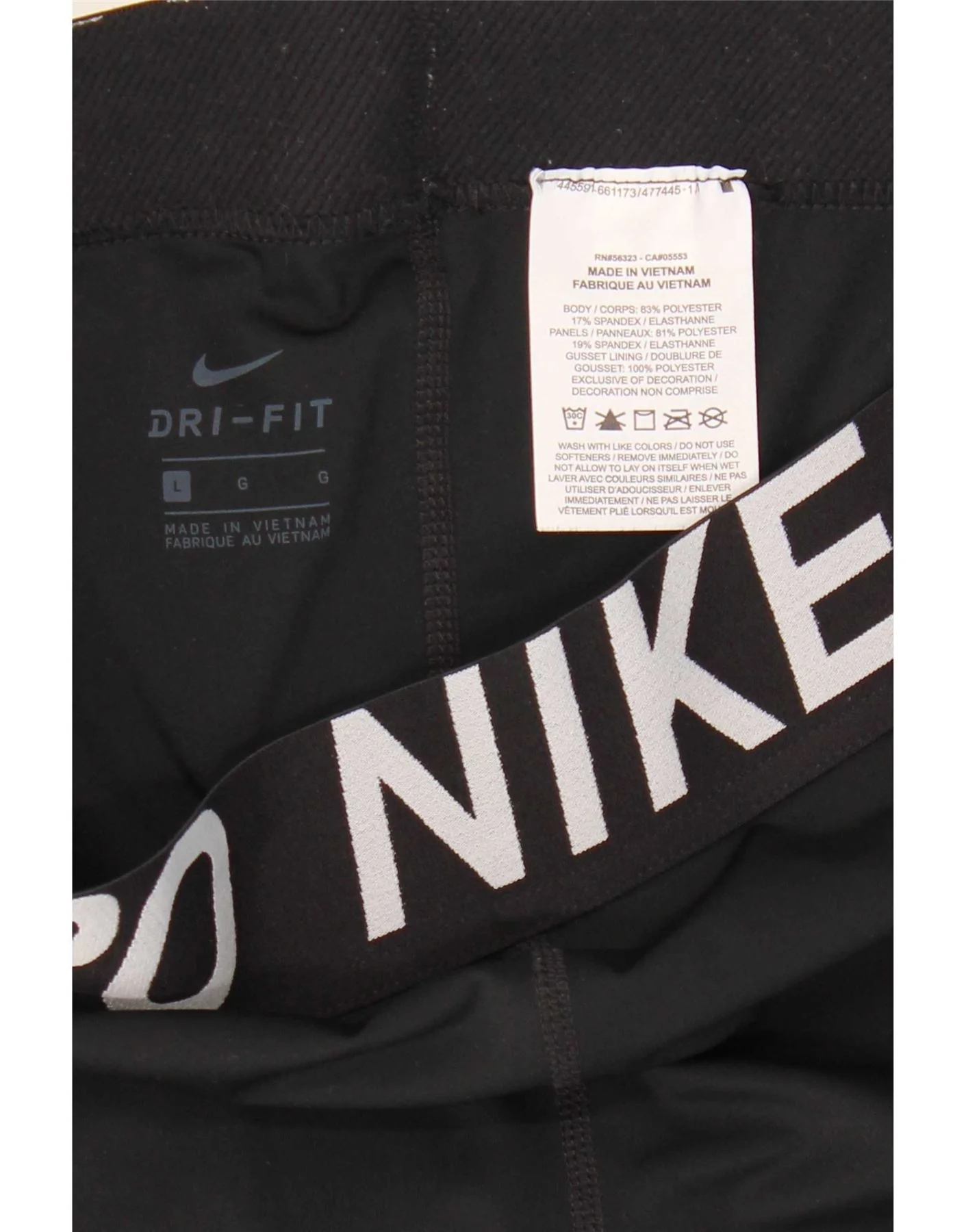 Nike Womens Dri Fit Graphic Leggings UK 14 Large Black Colourblock - Image 3