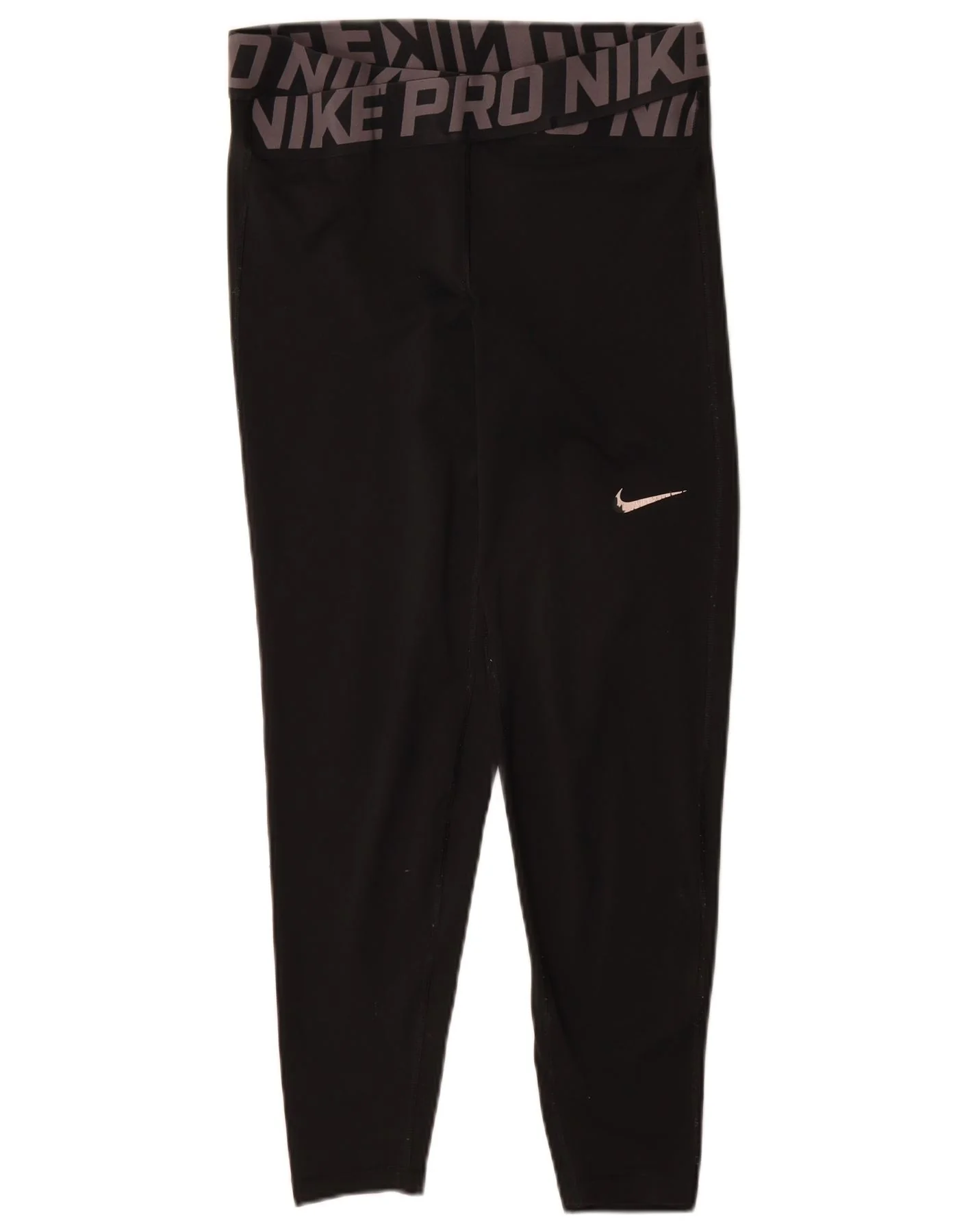 Nike Womens Dri Fit Graphic Leggings UK 14 Medium Black Polyester