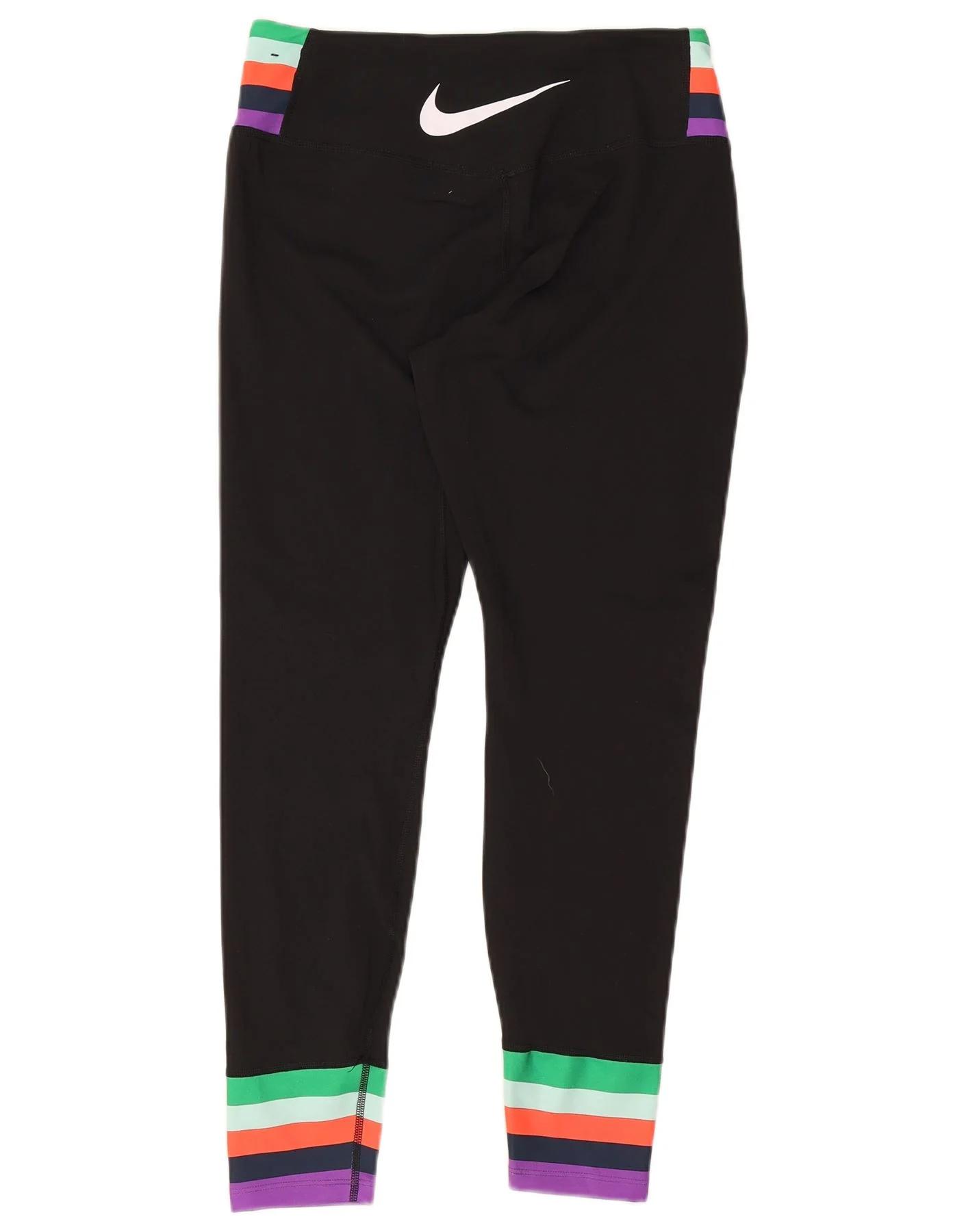 Nike Womens Dri Fit Graphic Leggings UK 16 Large Black Colourblock - Image 2