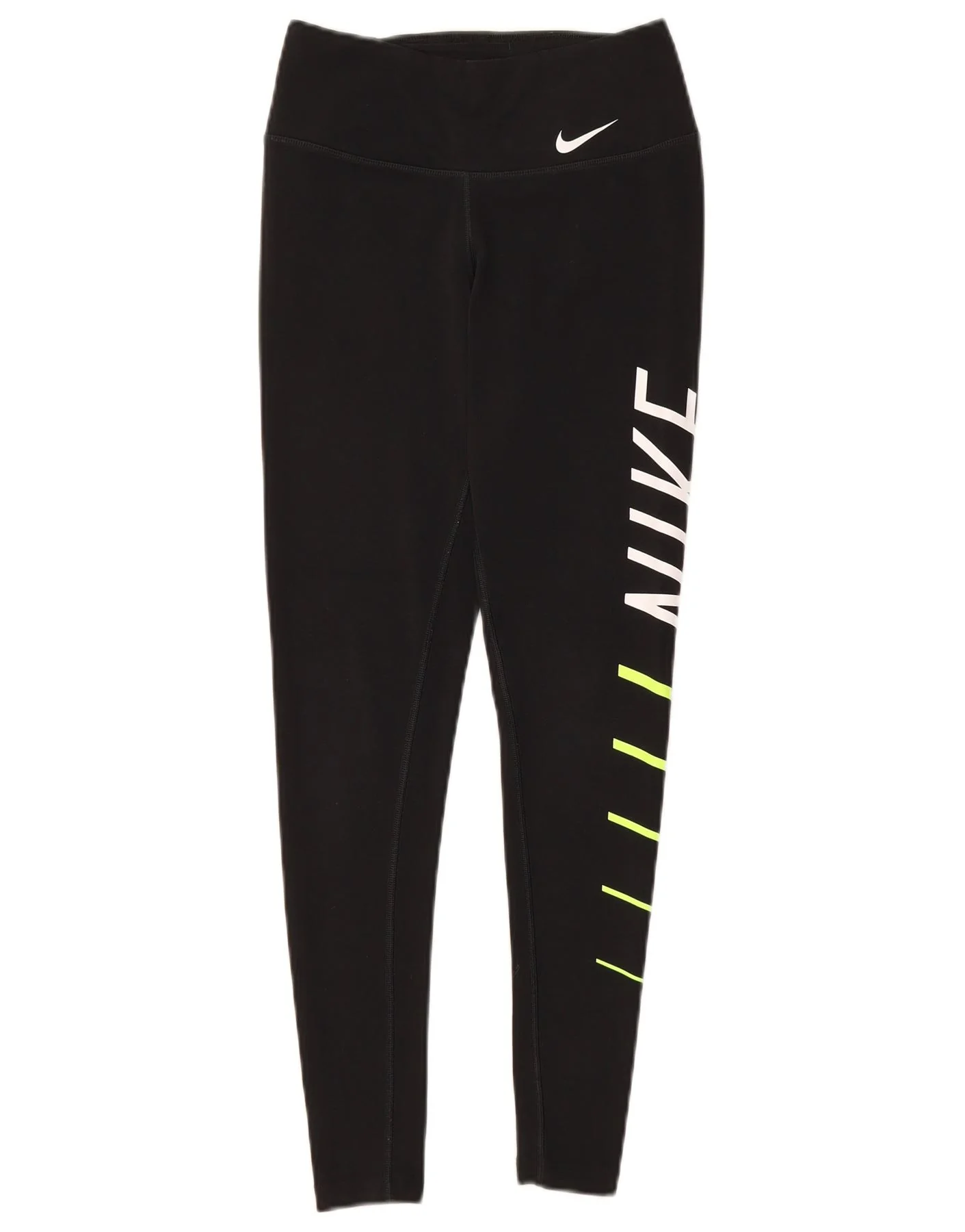 Nike Womens Dri Fit Graphic Leggings UK 4 XS Black Cotton