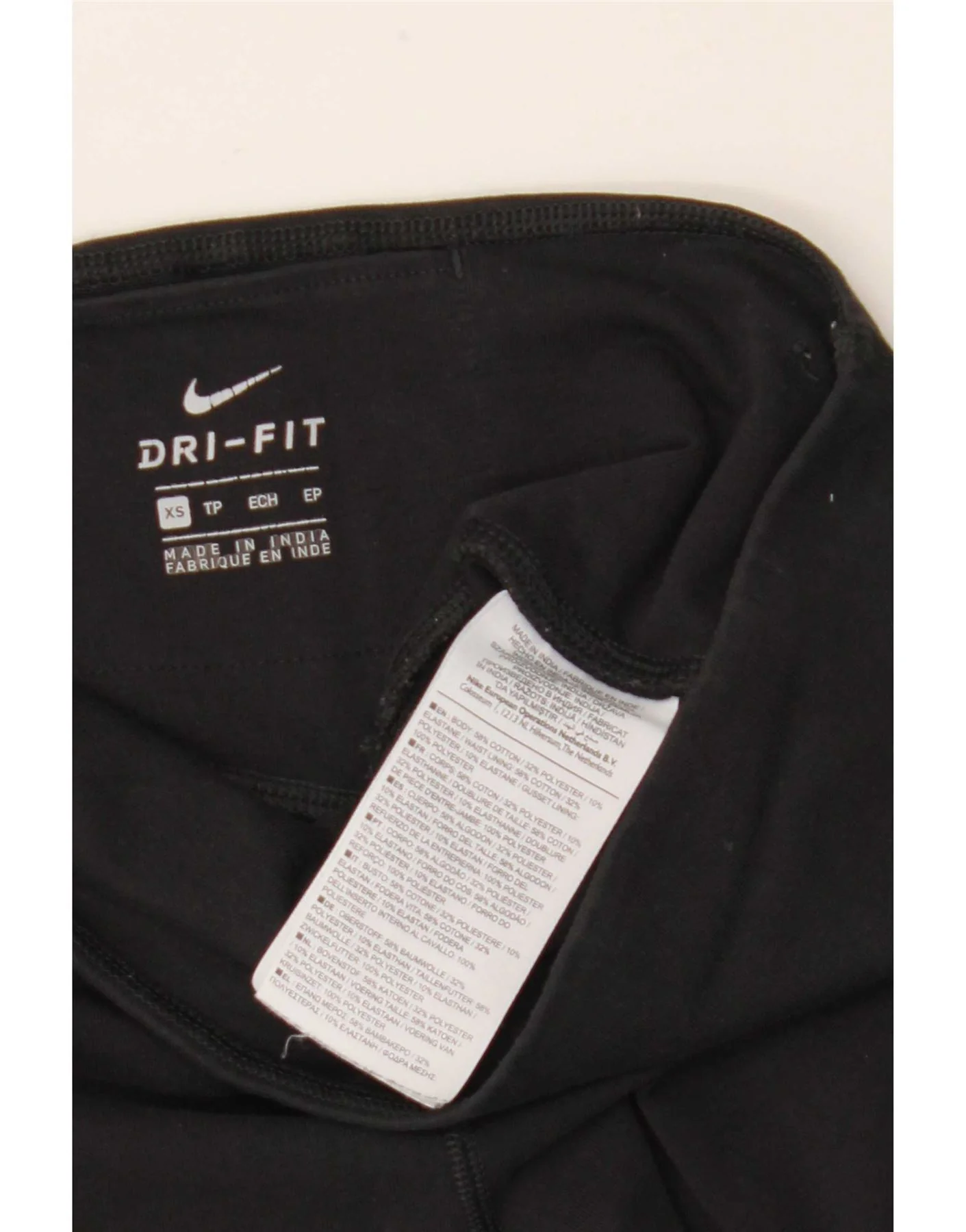Nike Womens Dri Fit Graphic Leggings UK 4 XS Black Cotton - Image 3