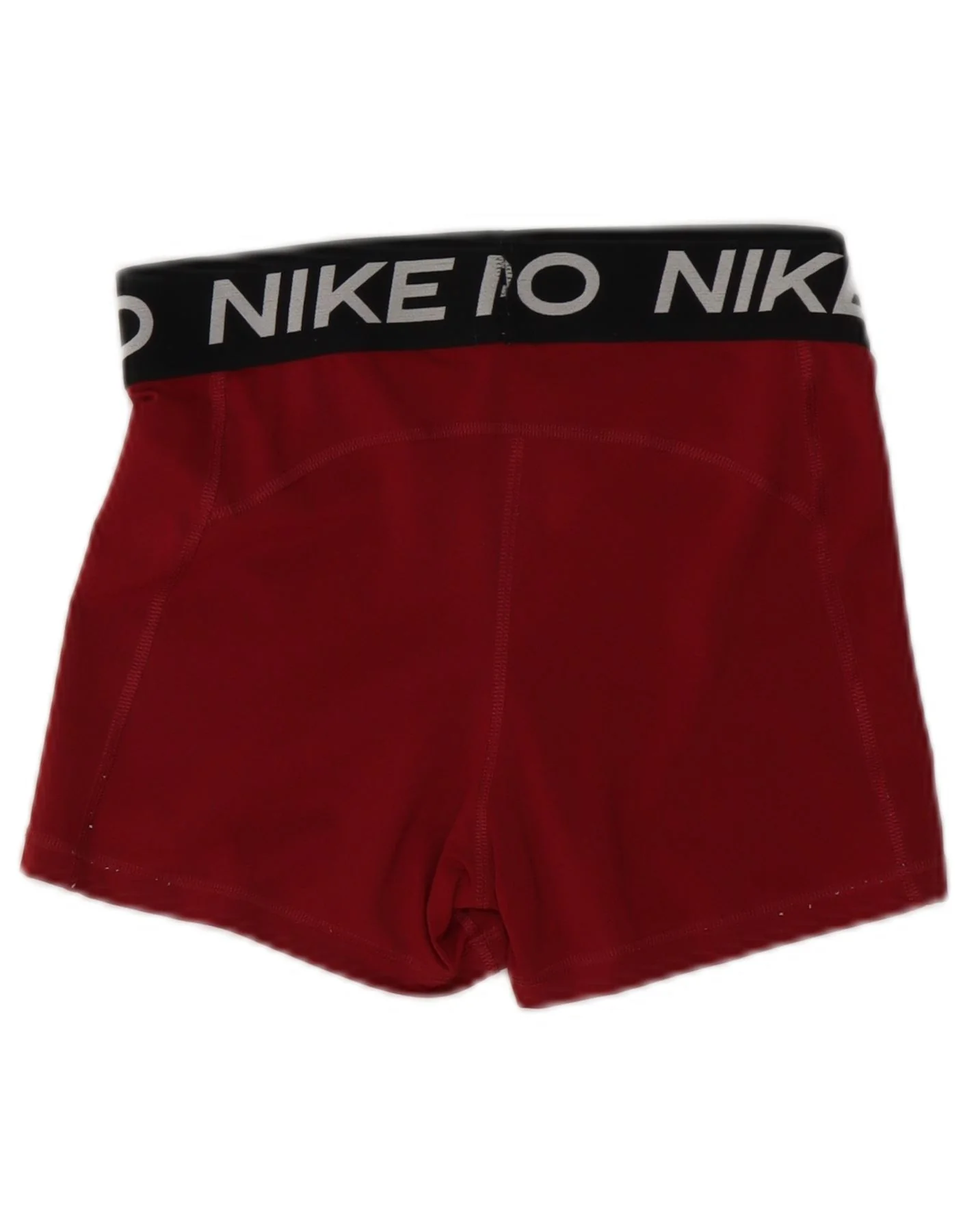 Nike Womens Dri Fit Graphic Sport Shorts UK 12 Medium Burgundy Colourblock - Image 2