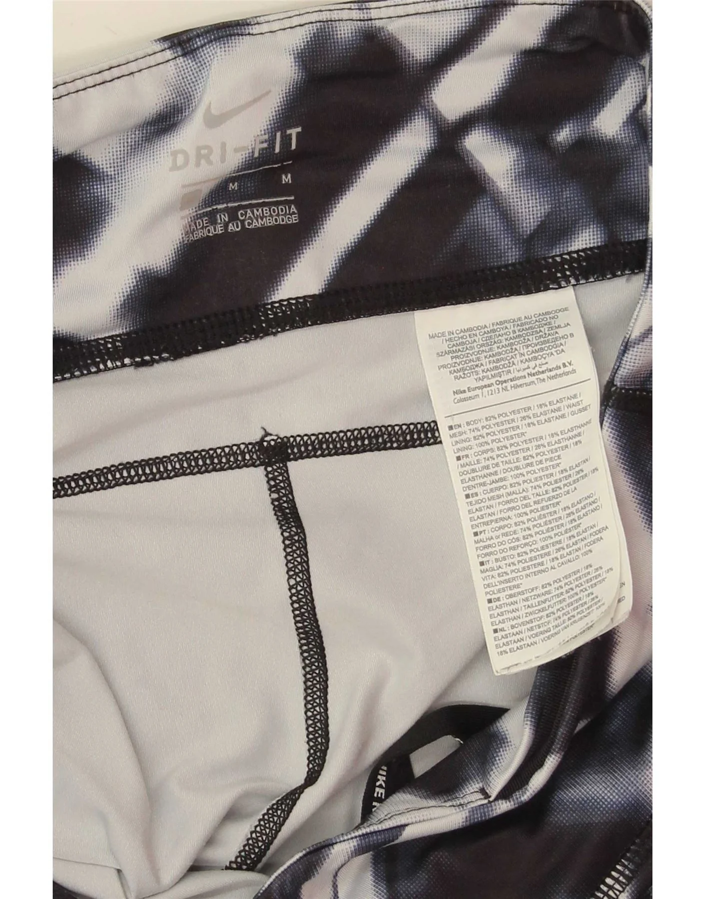 Nike Womens Dri Fit Leggings UK 12 Medium Navy Blue Geometric Polyester - Image 3