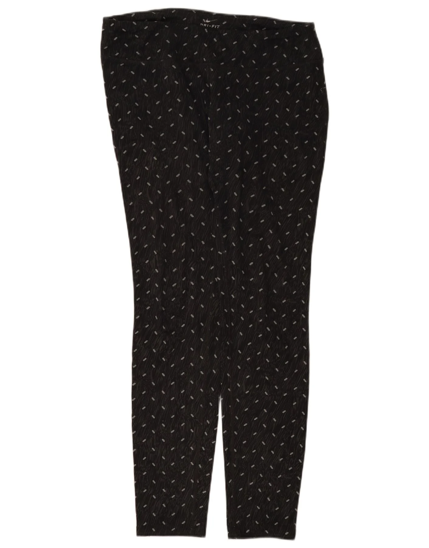Nike Womens Dri Fit Leggings UK 14 Large Black Spotted