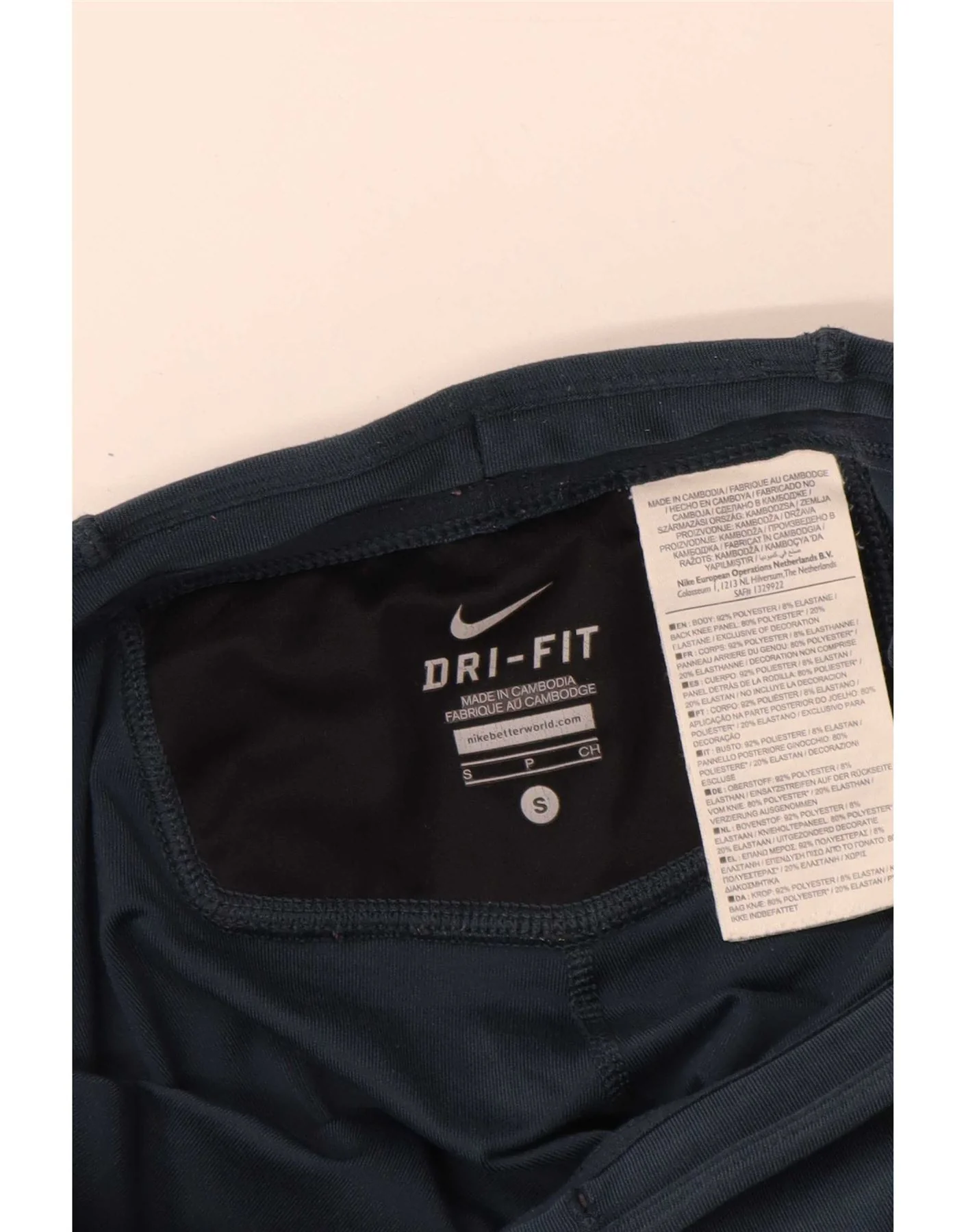 Nike Womens Dri Fit Leggings UK 8 Small Navy Blue Geometric Polyester - Image 3