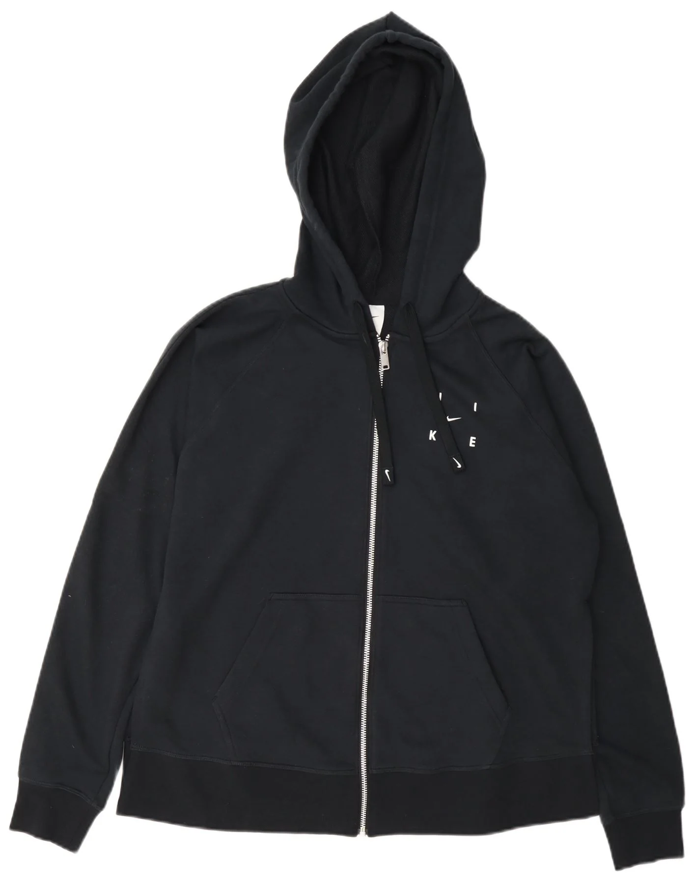 Nike Womens Dri Fit Oversized Zip Hoodie Sweater UK 10 Small Navy Blue