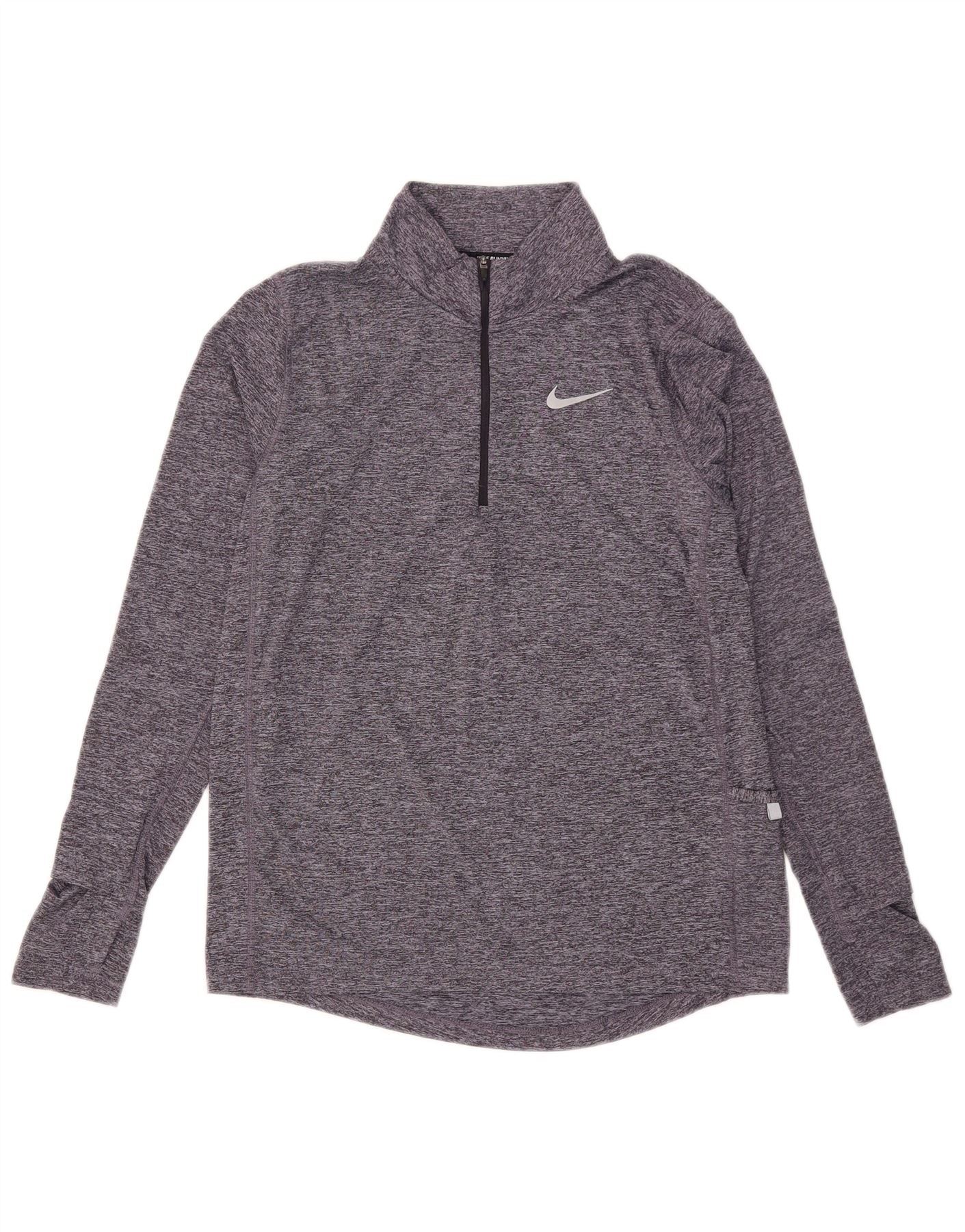 Nike Womens Dri Fit Pullover Tracksuit Top UK 10 Small Grey Flecked