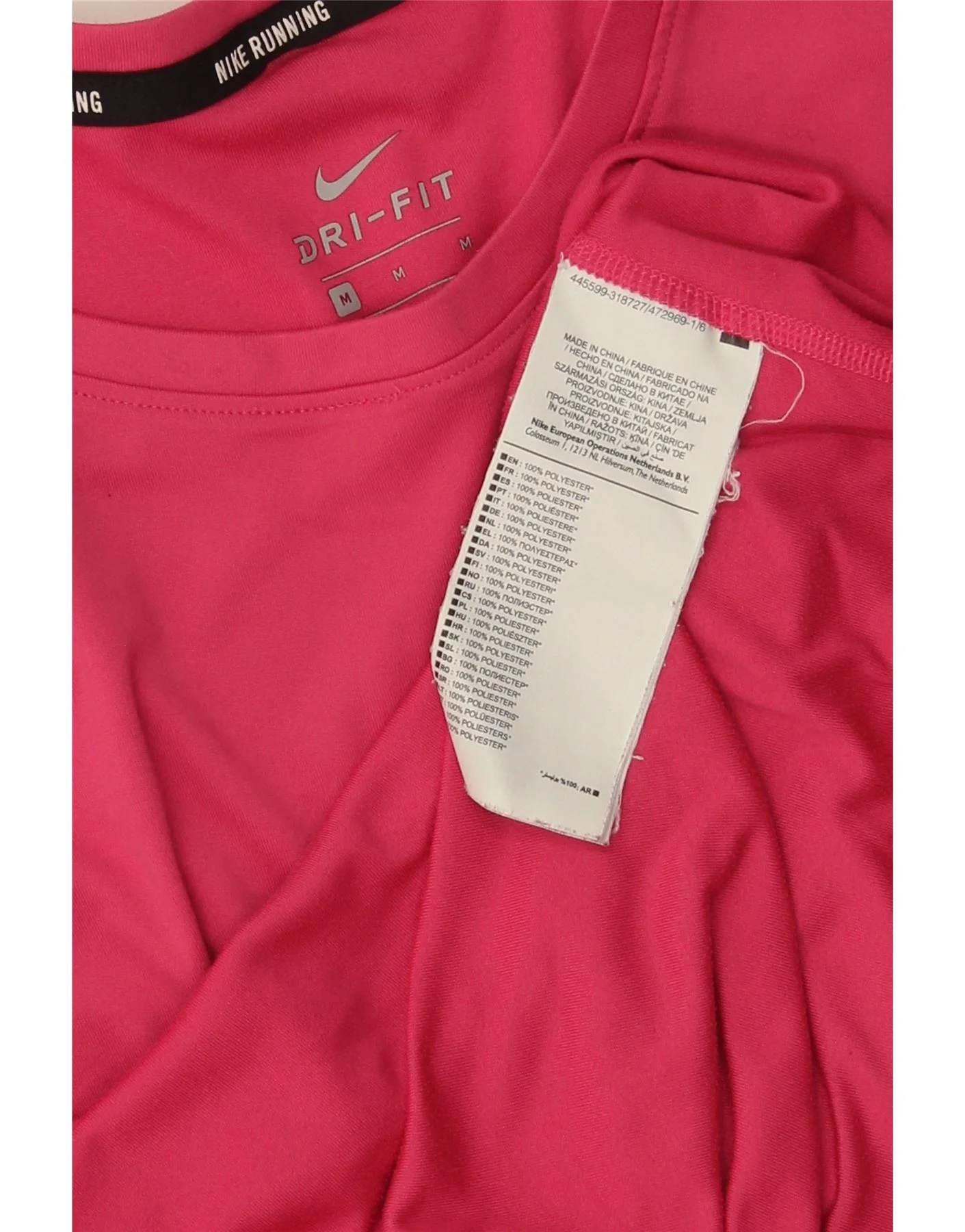Nike Womens Dri Fit Running T-Shirt Top UK 14 Medium Pink Polyester - Image 3