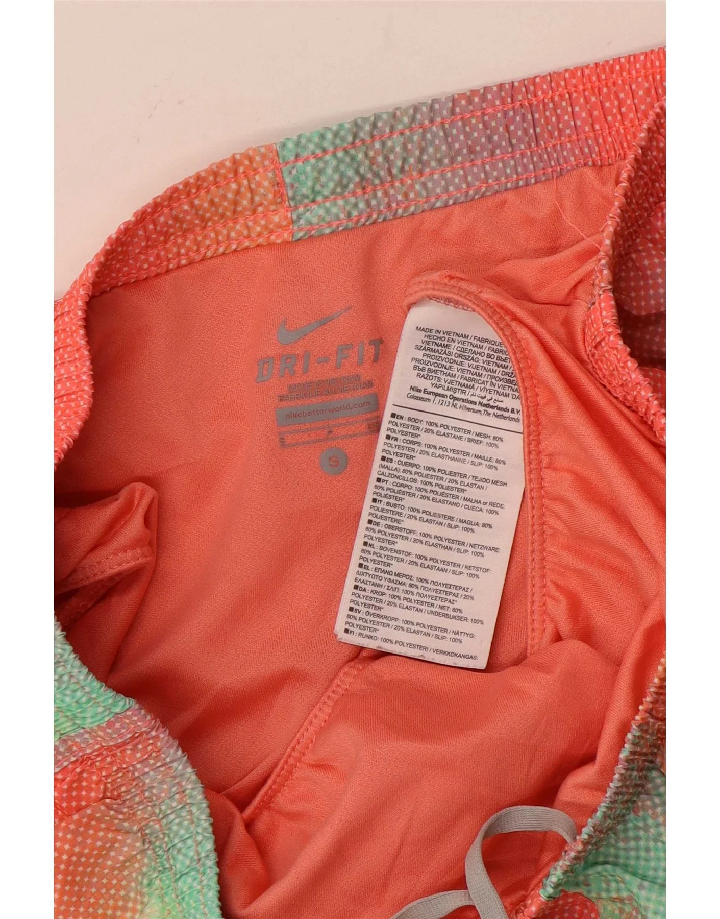 Nike Womens Dri Fit Sport Shorts UK 10 Small Multicoloured Tie Dye - Image 3