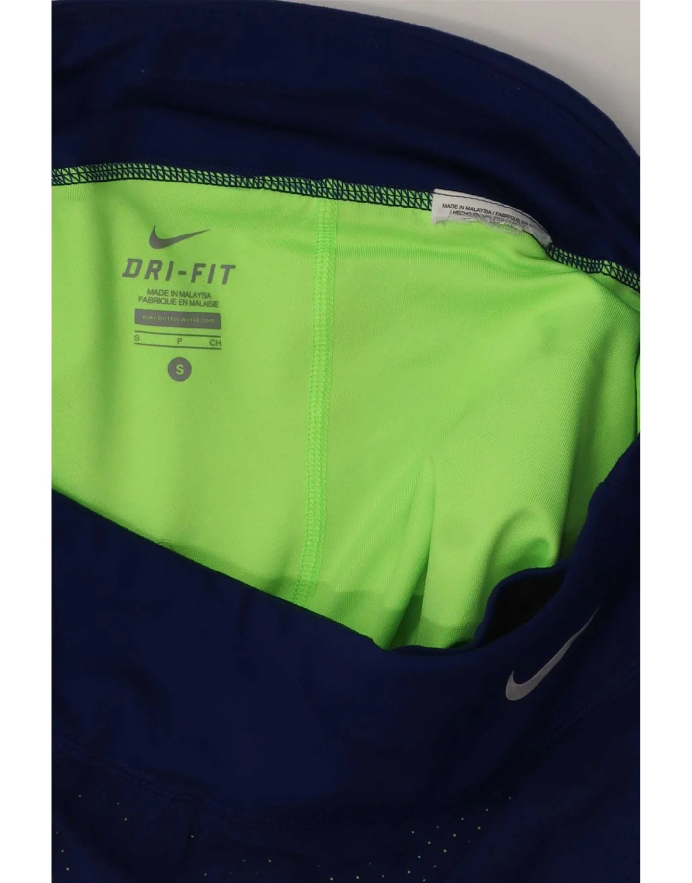Nike Womens Dri Fit Sport Shorts UK 10 Small Navy Blue Colourblock - Image 3