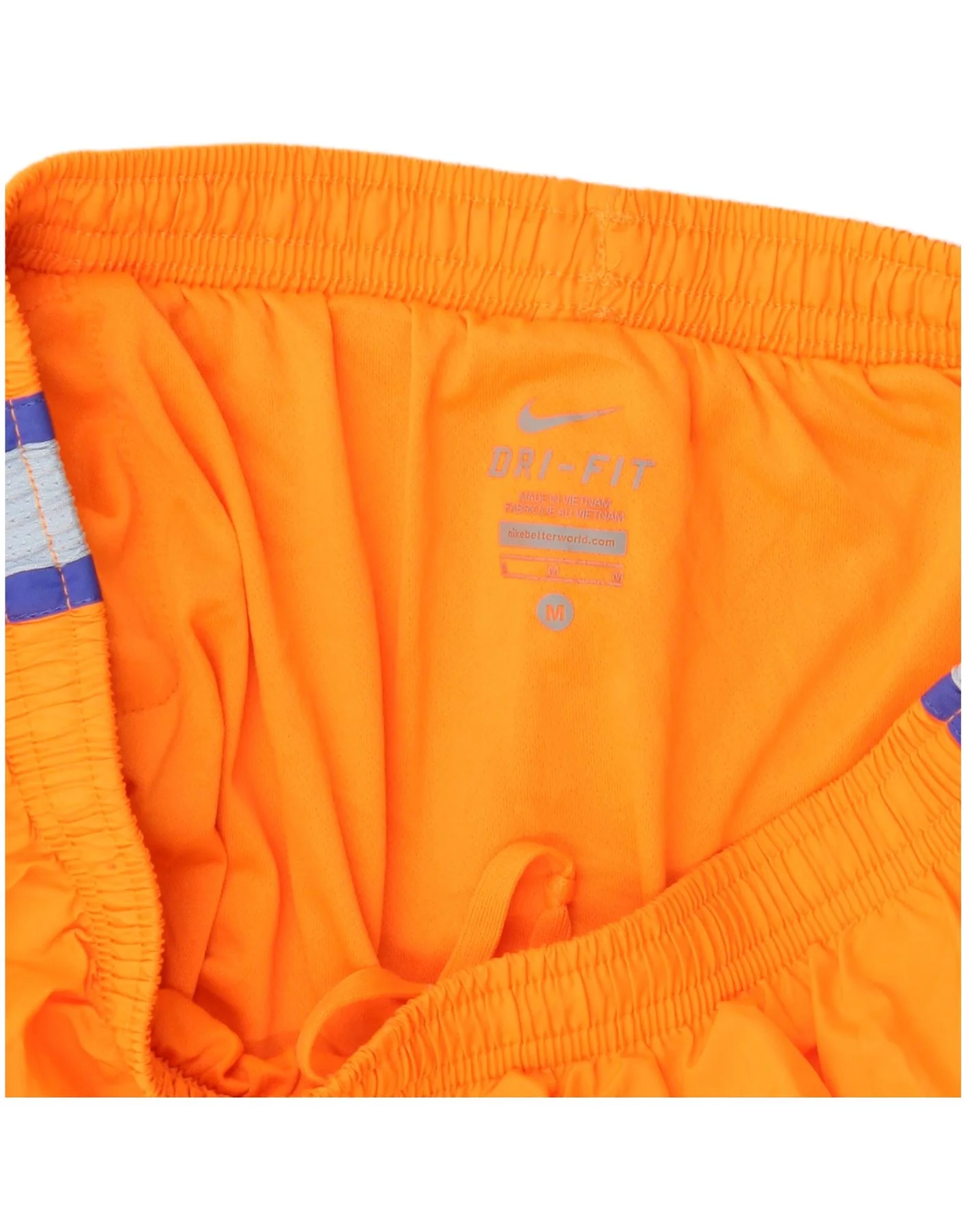 Nike Womens Dri Fit Sport Shorts UK 12 Medium Orange Colourblock - Image 3