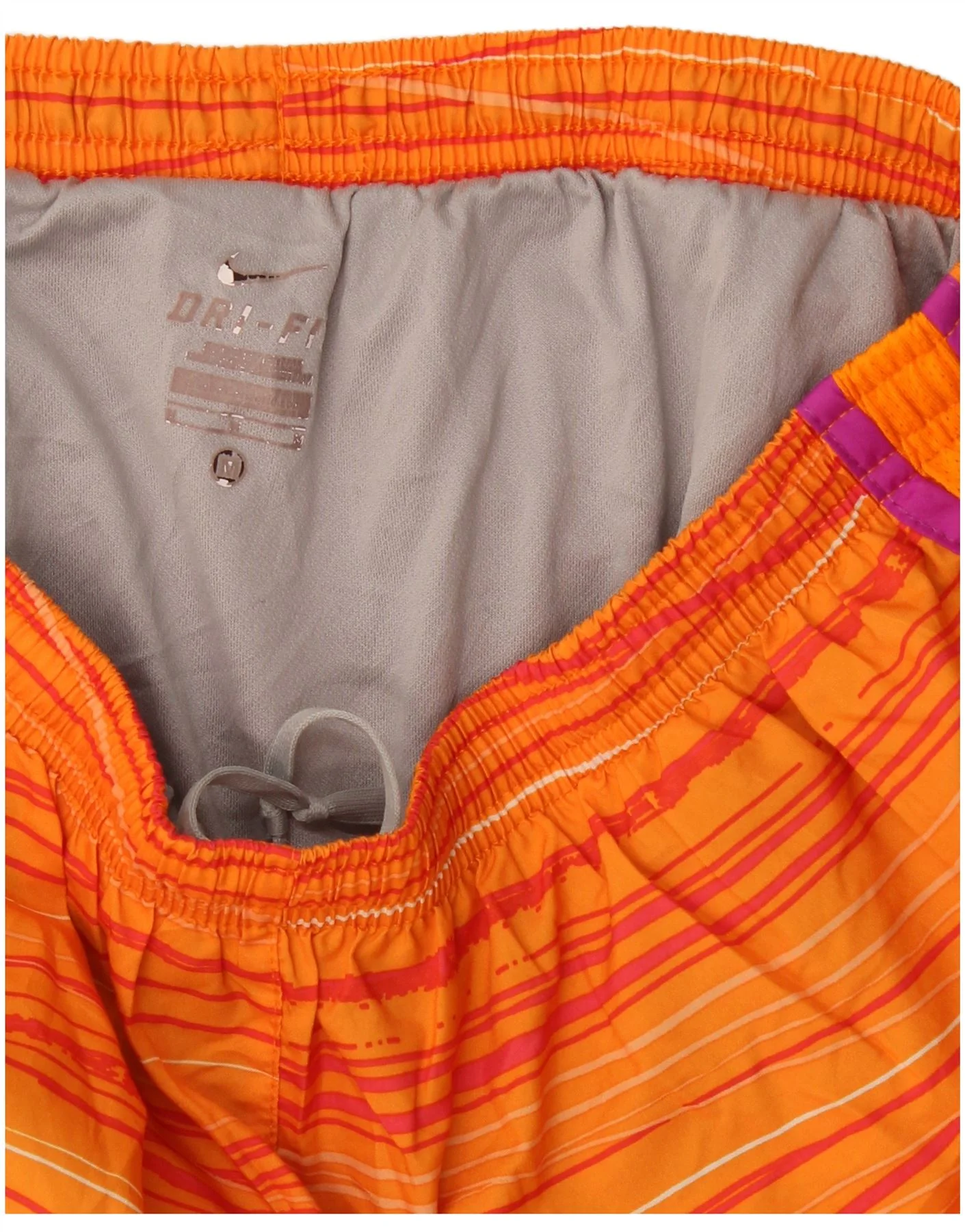 Nike Womens Dri Fit Sport Shorts UK 12 Medium Orange Striped - Image 3