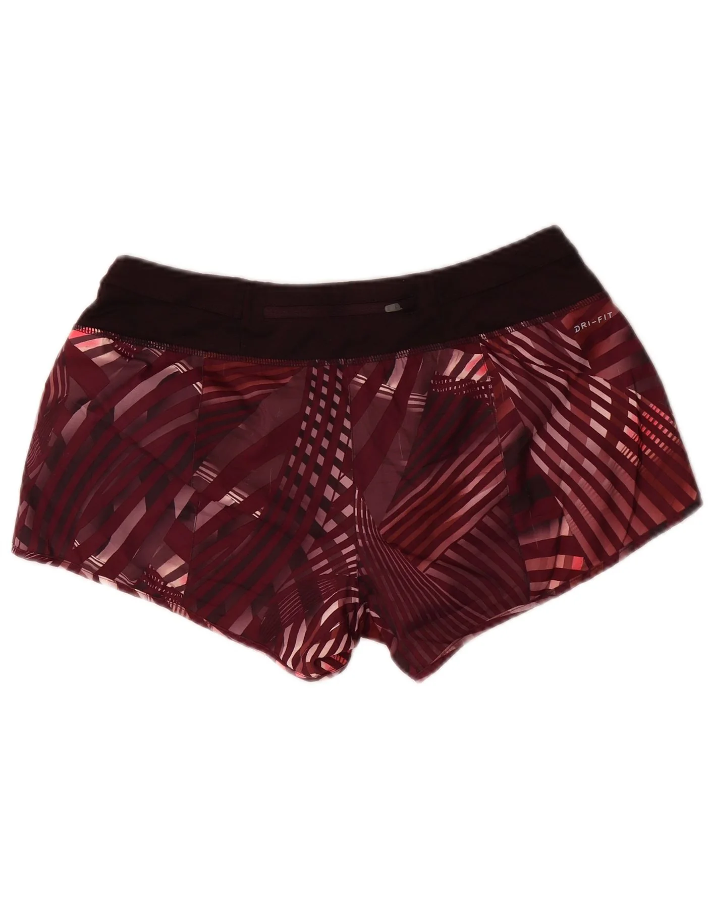 Nike Womens Dri Fit Sport Shorts UK 14 Medium Burgundy Check Polyester - Image 2