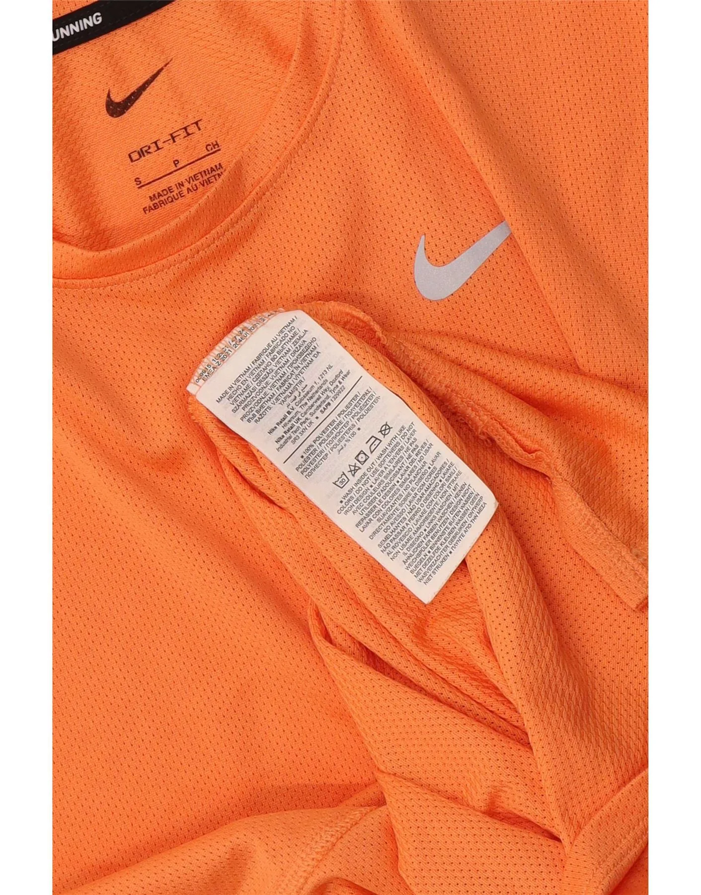 Nike Womens Dri Fit T-Shirt Top UK 10 Small Orange Polyester - Image 3
