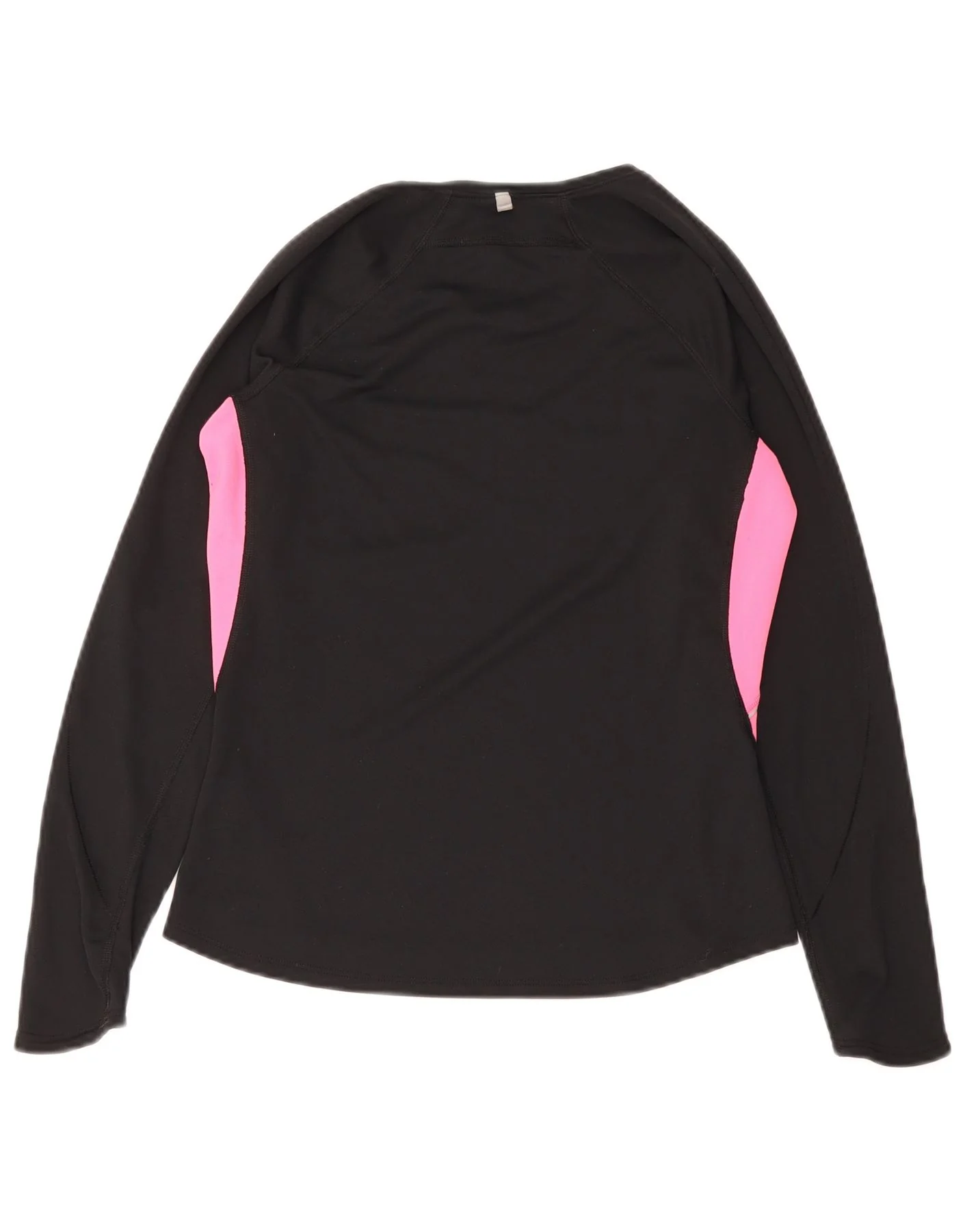 Nike Womens Dri Fit Top Long Sleeve UK 12/14 Medium Black Colourblock - Image 2