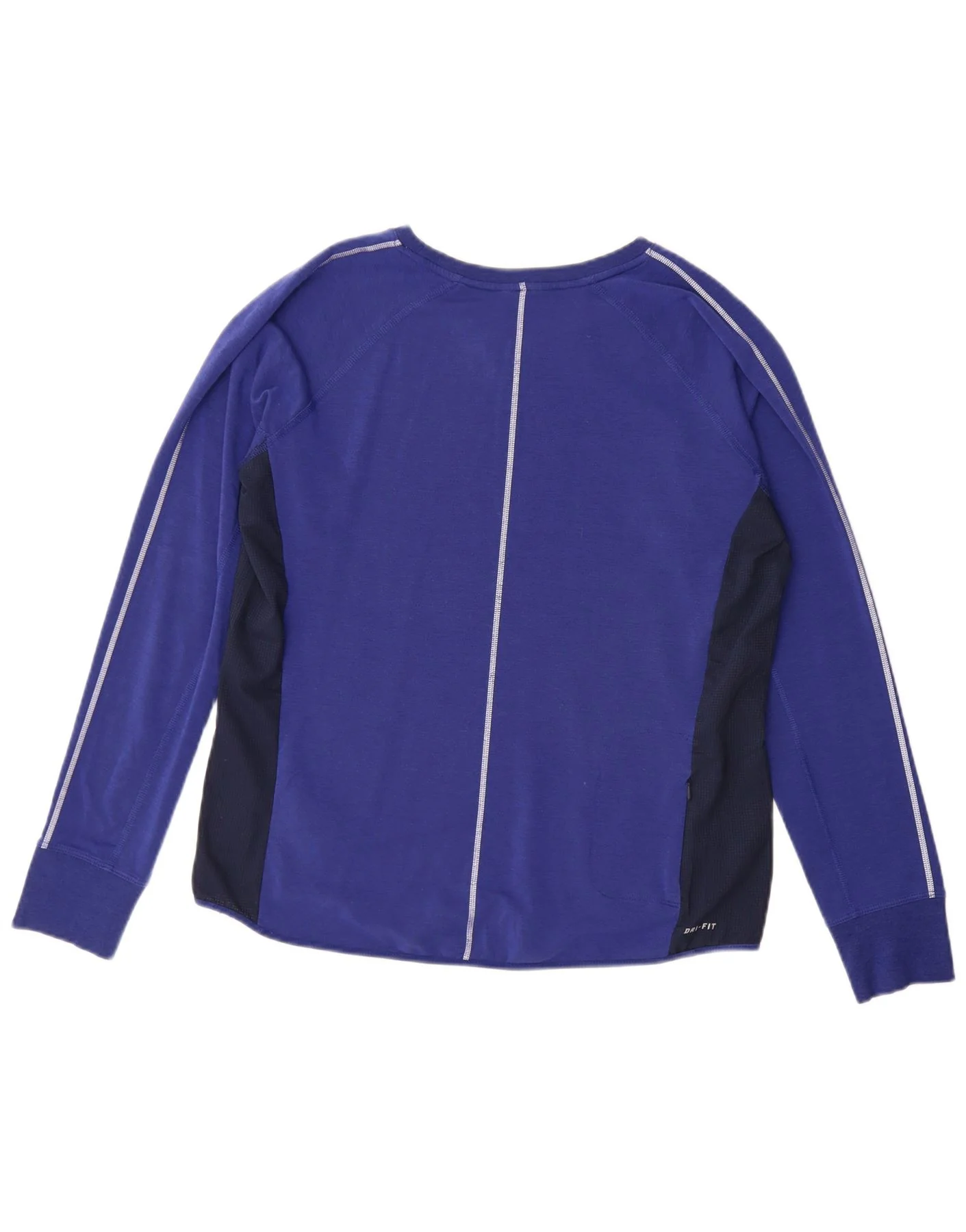 Nike Womens Dri Fit Top Long Sleeve UK 16 Large Blue Colourblock Lyocell - Image 2