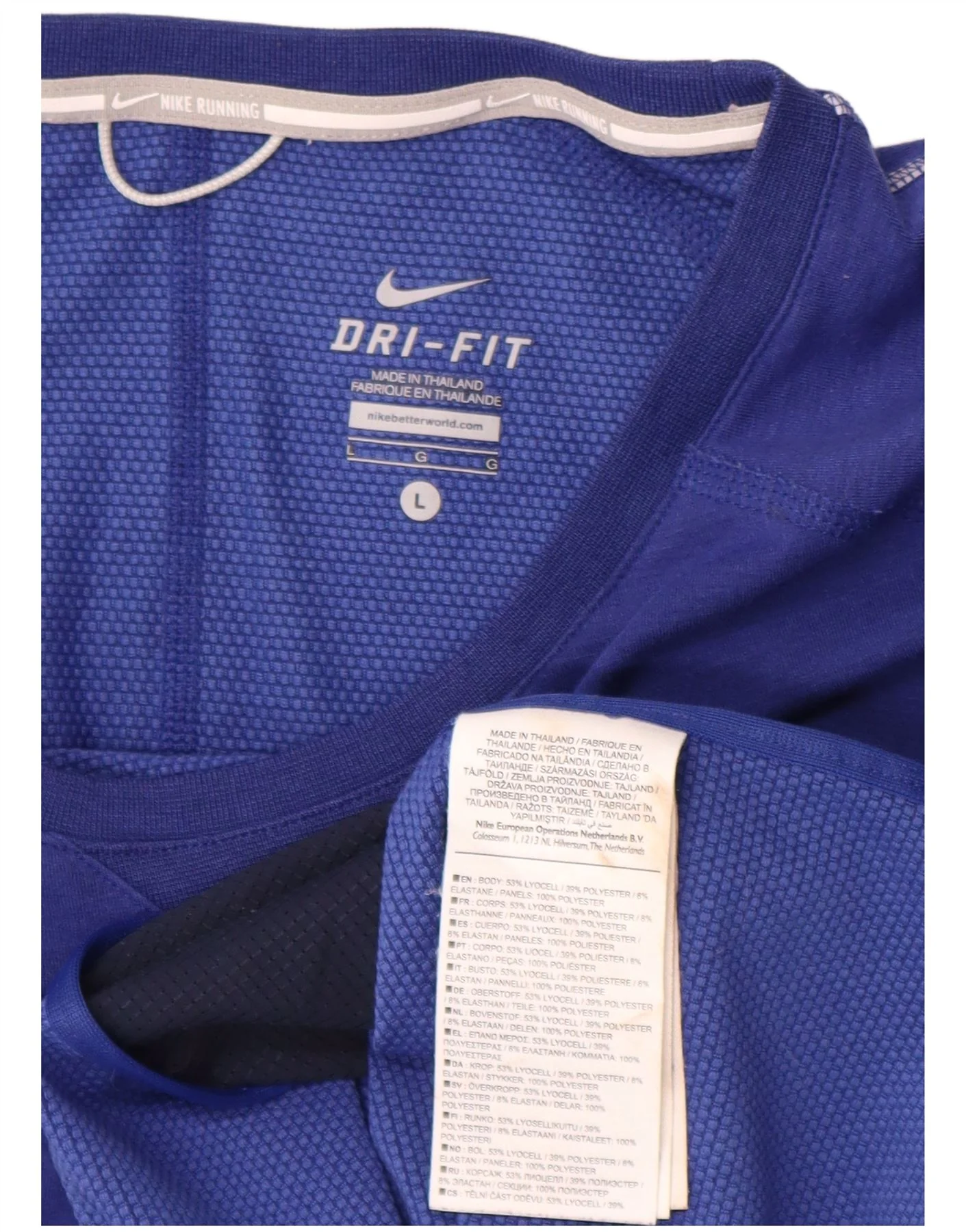 Nike Womens Dri Fit Top Long Sleeve UK 16 Large Blue Colourblock Lyocell - Image 3