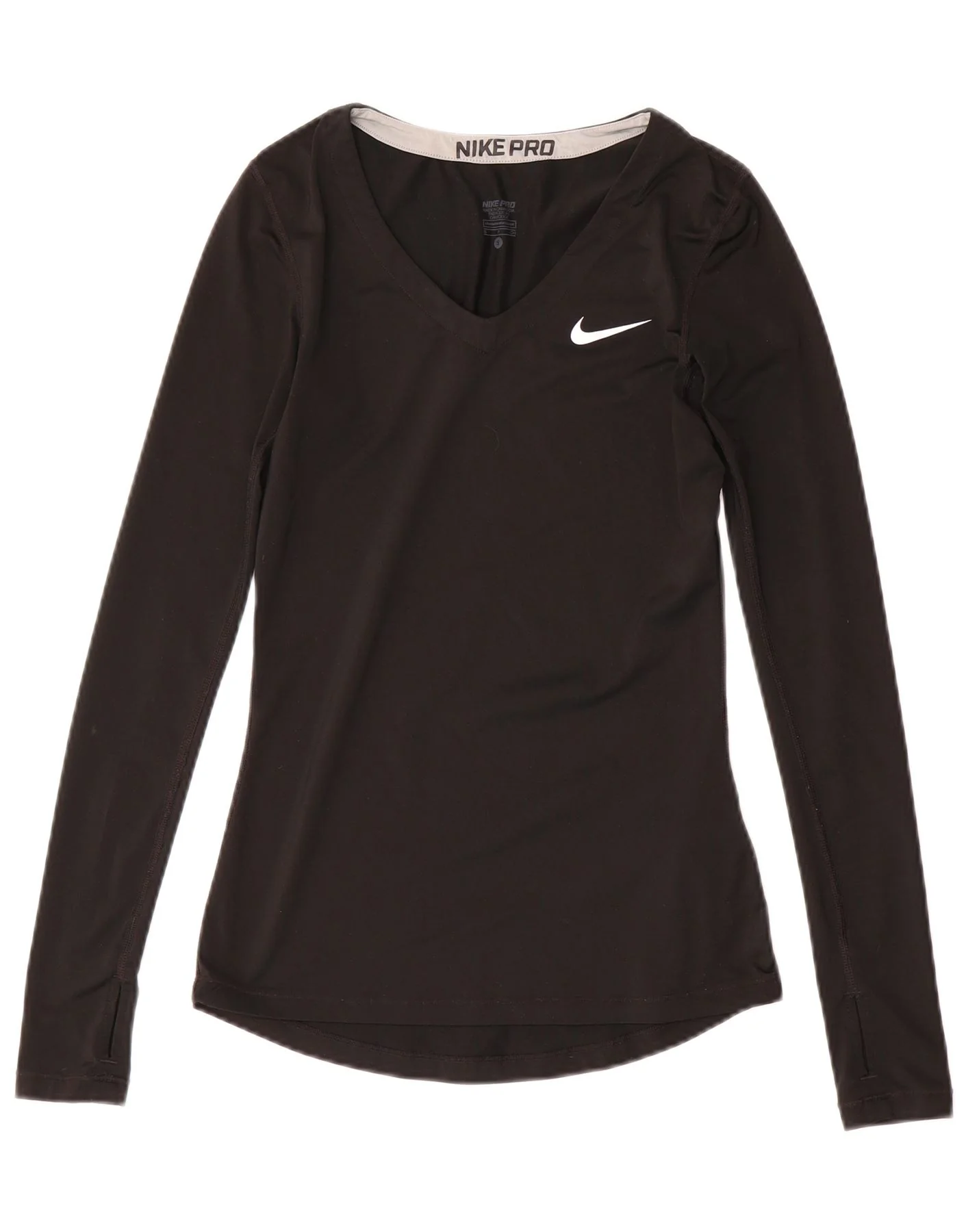 Nike Womens Dri Fit Top Long Sleeve UK 8 Small Black Polyester