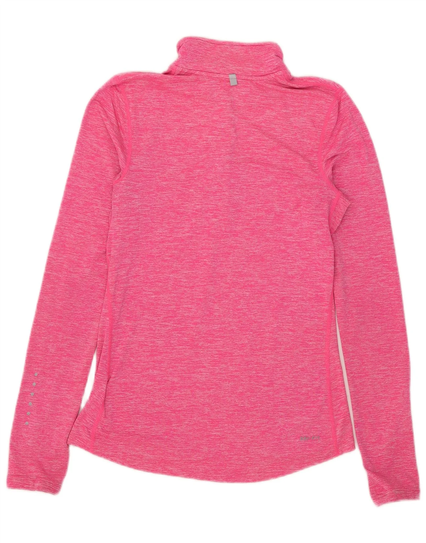 Nike Womens Dri Fit Zip Neck Pullover Tracksuit Top UK 6 XS Pink Flecked - Image 2
