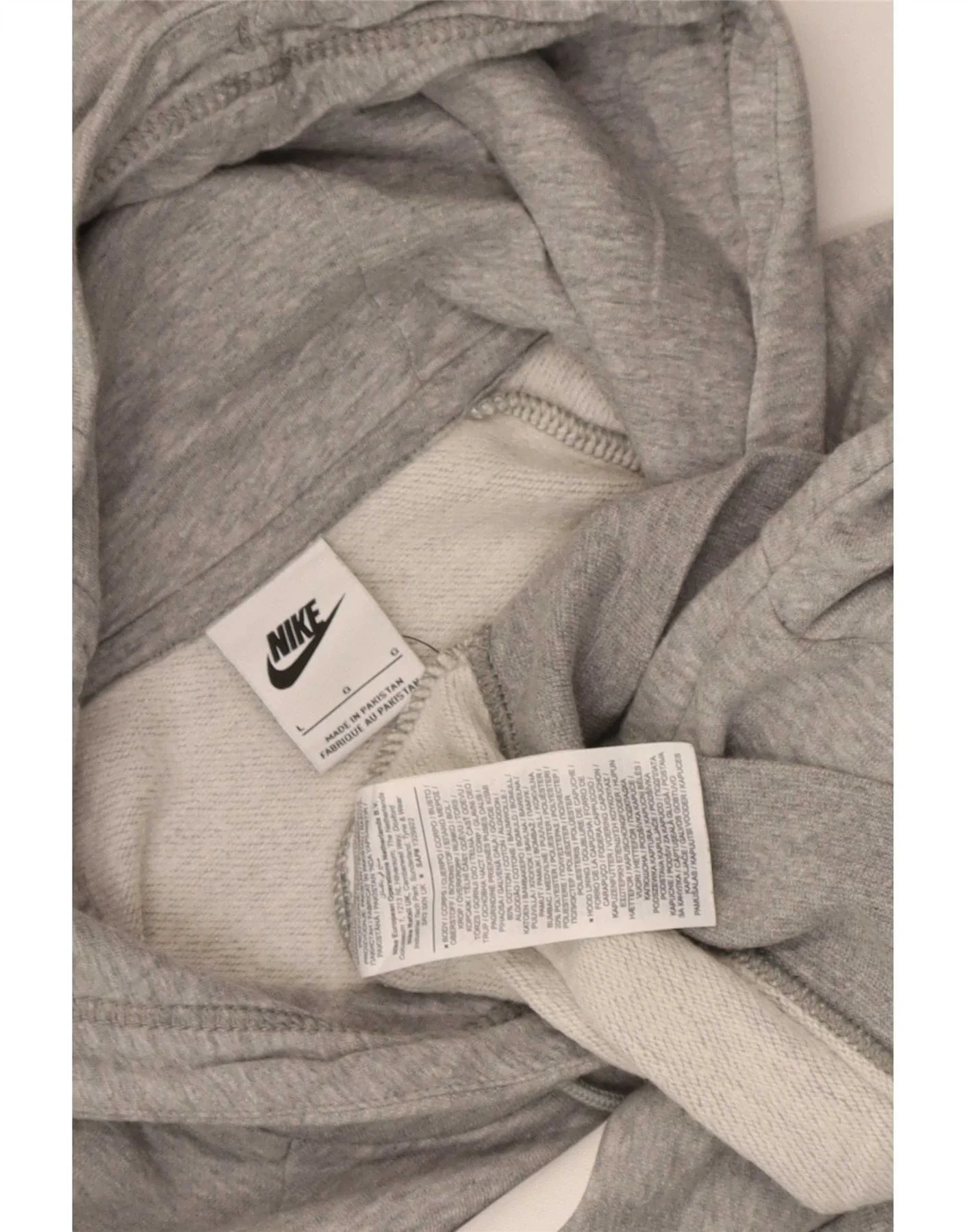 Nike Womens Graphic Crop Sweatshirt Jumper UK 16 Large Grey Cotton - Image 3