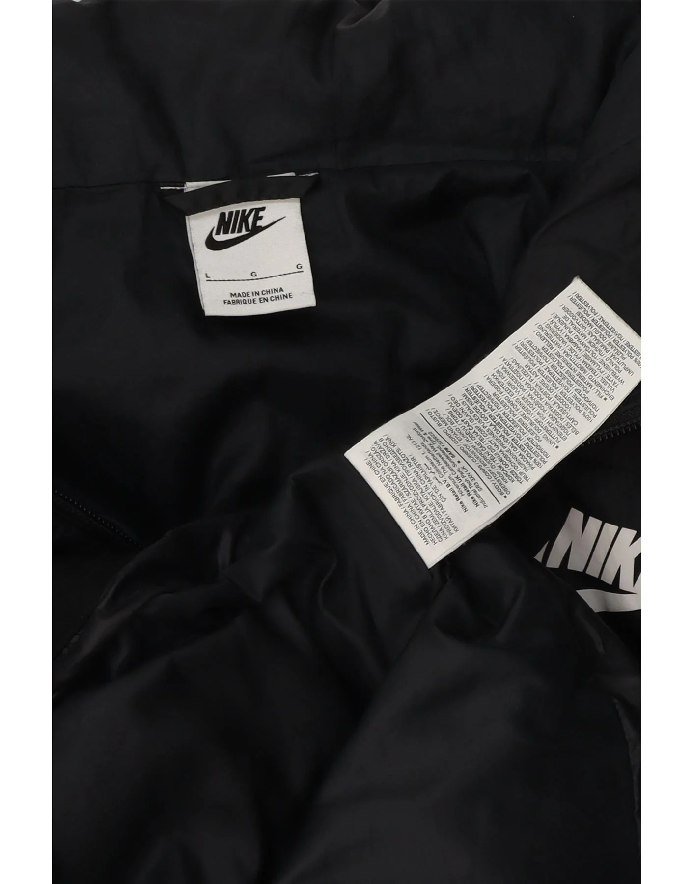 Nike Womens Graphic Hooded Padded Jacket UK 16 Large Black Polyester - Image 3