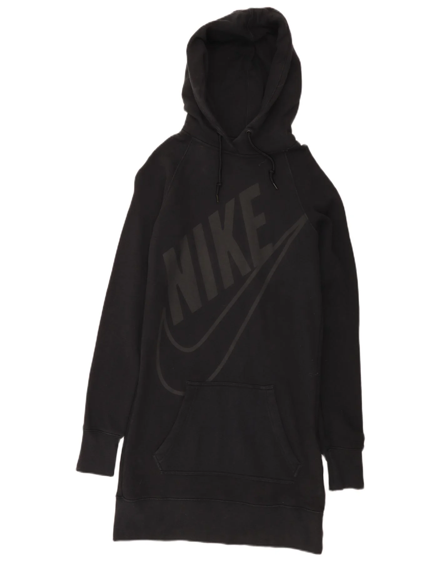 Nike Womens Graphic Hoodie Dress UK 10 Small Black Cotton