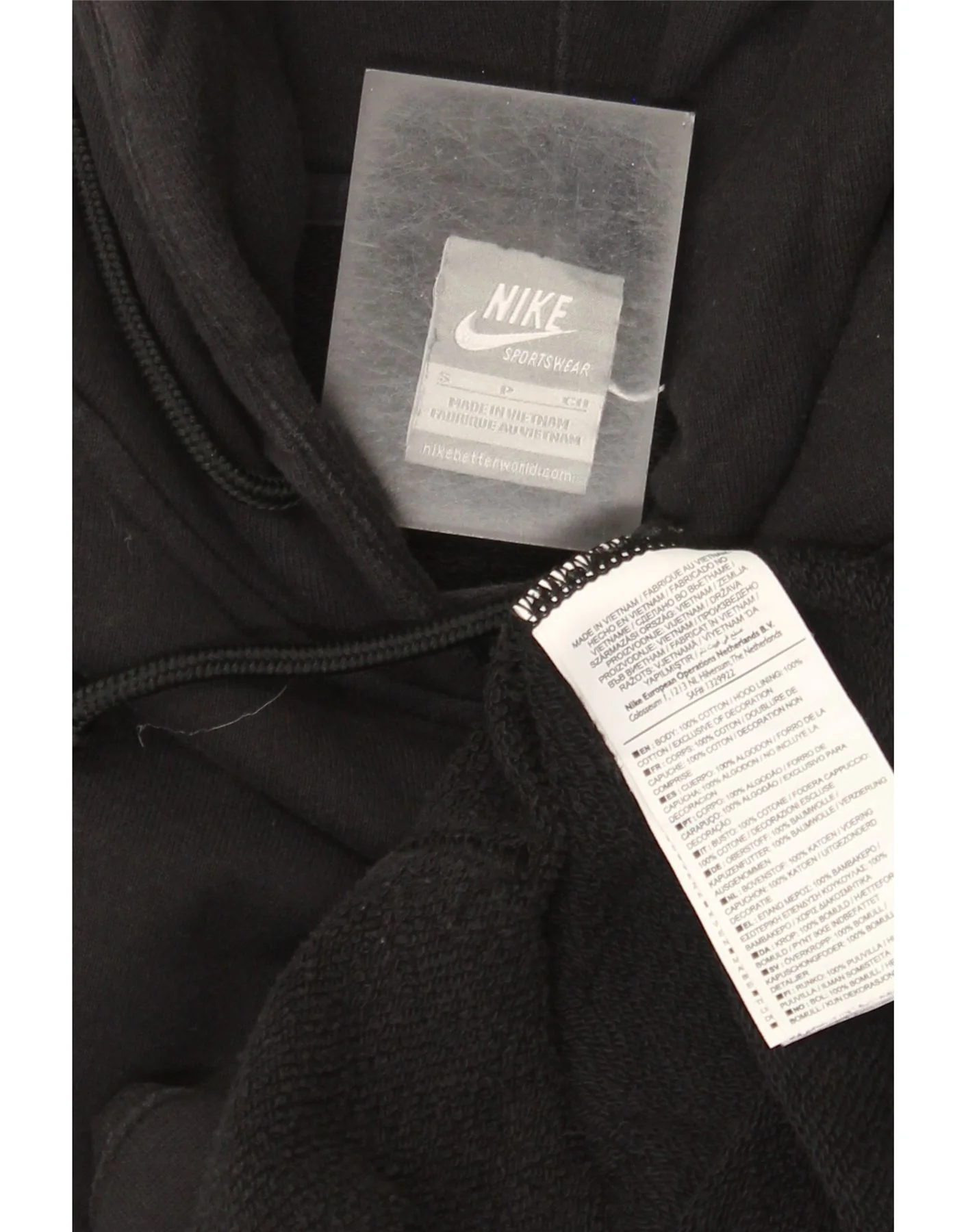 Nike Womens Graphic Hoodie Dress UK 10 Small Black Cotton - Image 3