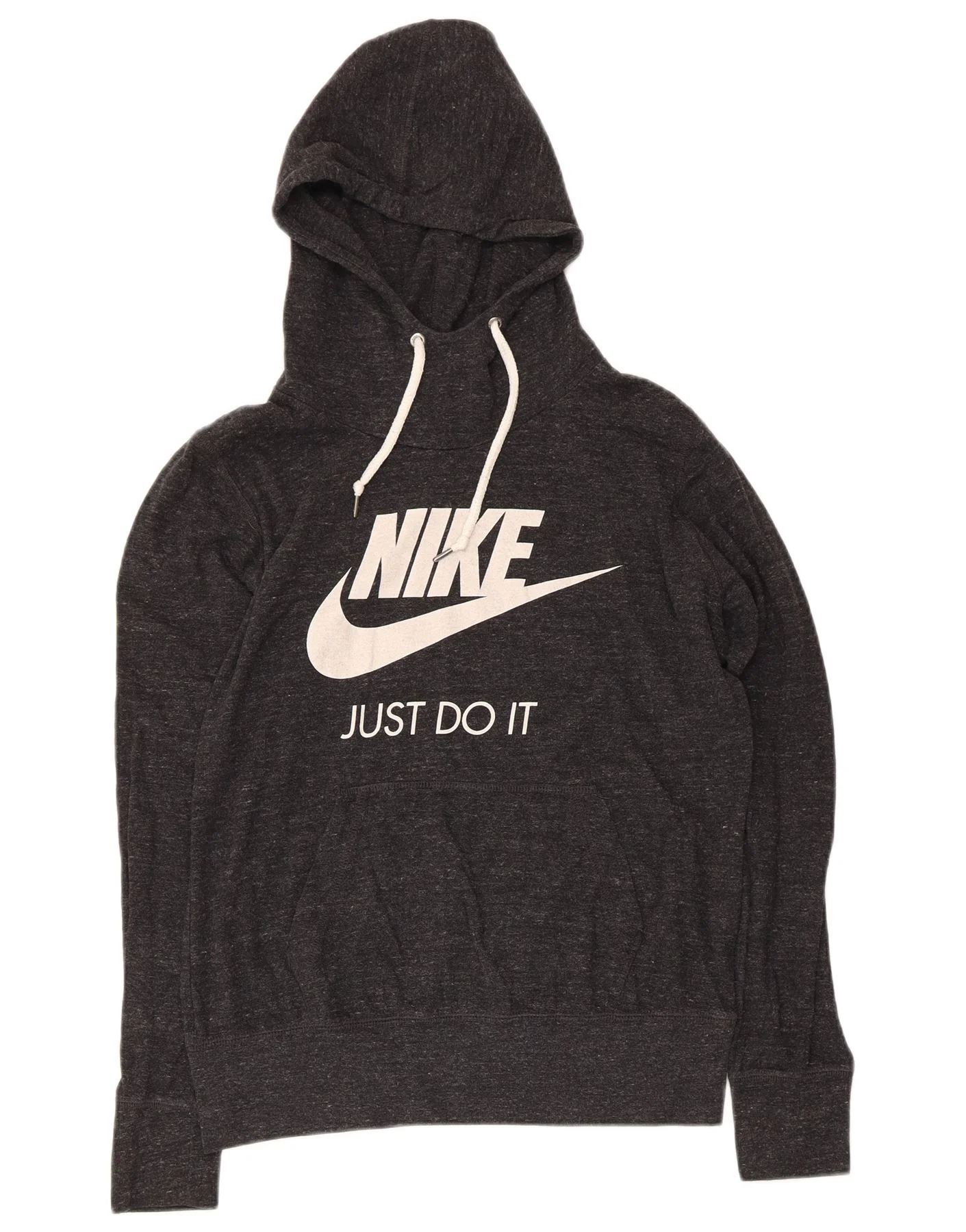 Nike Womens Graphic Hoodie Jumper UK 16 Large Grey Flecked Polyester