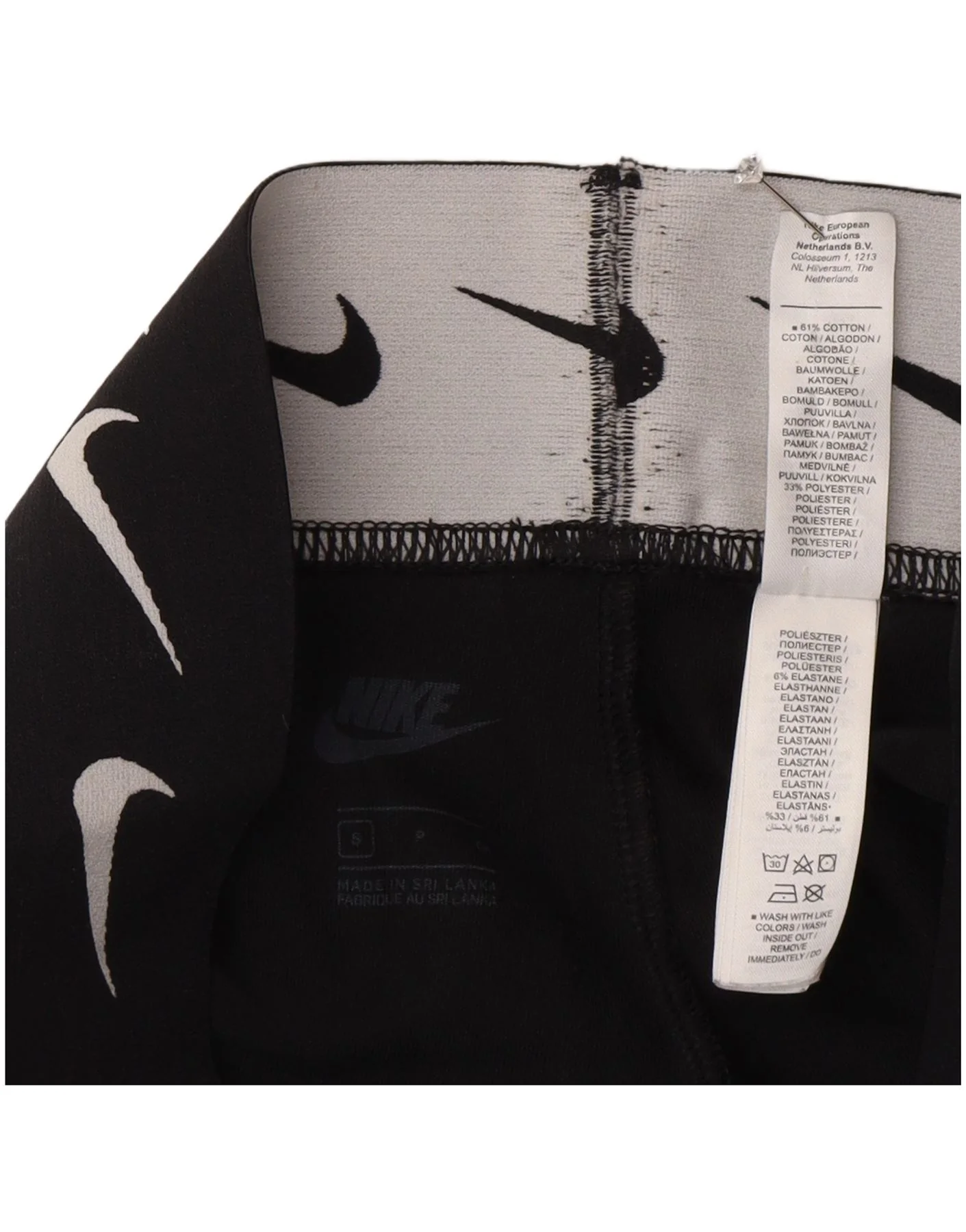 Nike Womens Graphic Leggings UK 10 Small Black Cotton - Image 4