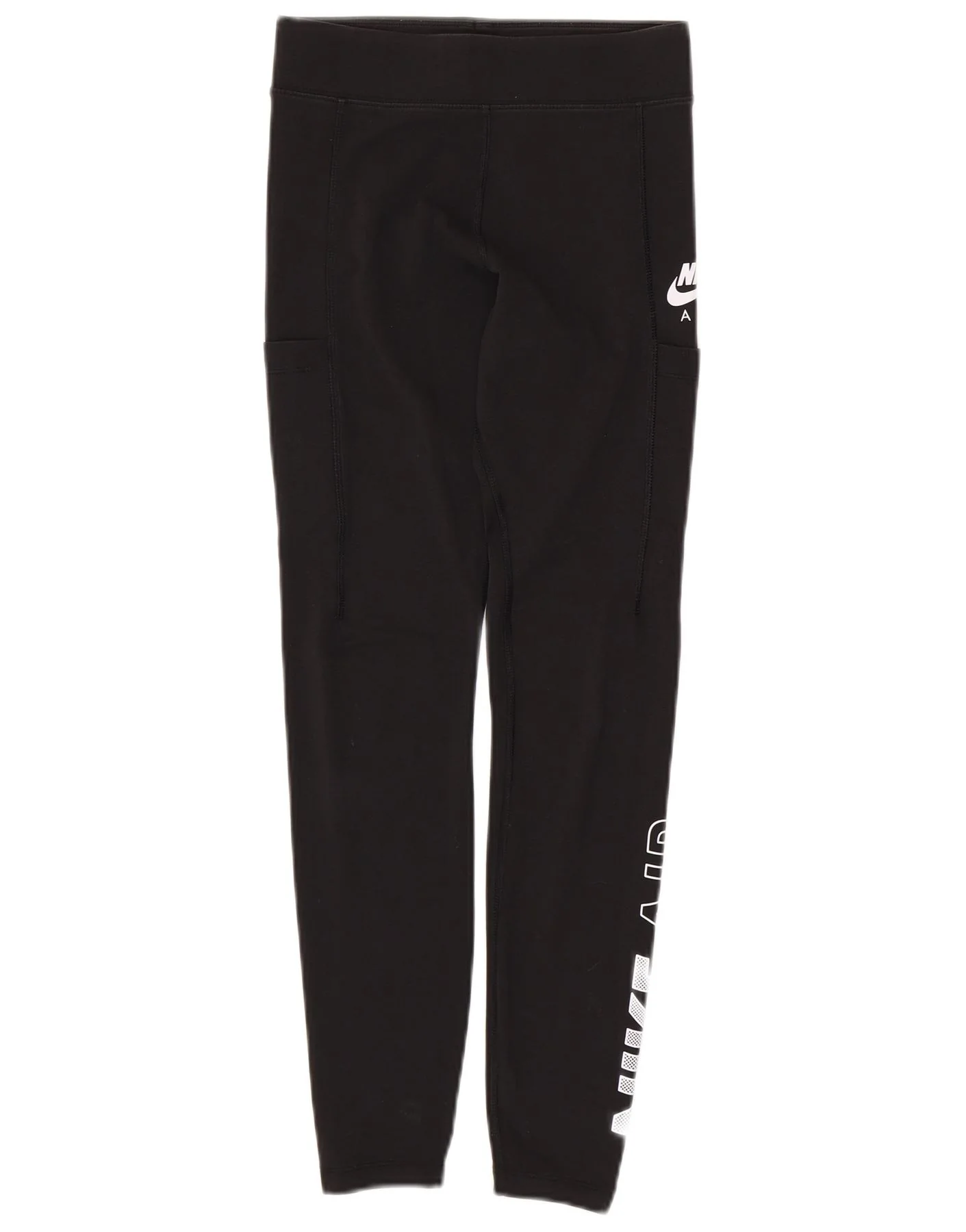 NIKE Womens Graphic Leggings UK 10 Small Black Cotton