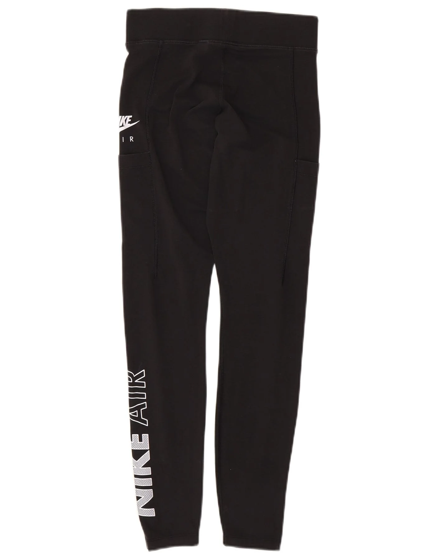 NIKE Womens Graphic Leggings UK 10 Small Black Cotton - Image 2