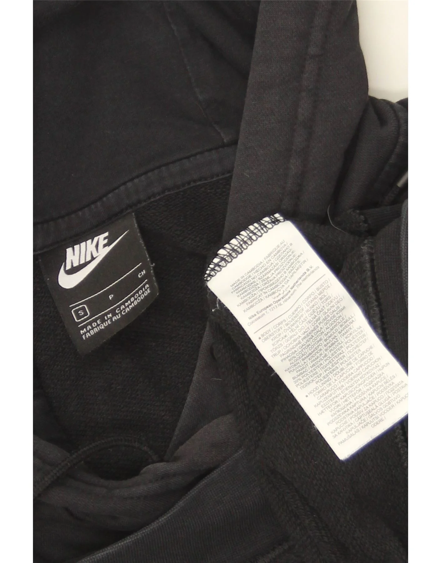 Nike Womens Graphic Oversized Hoodie Jumper UK 10 Small Black Cotton - Image 3