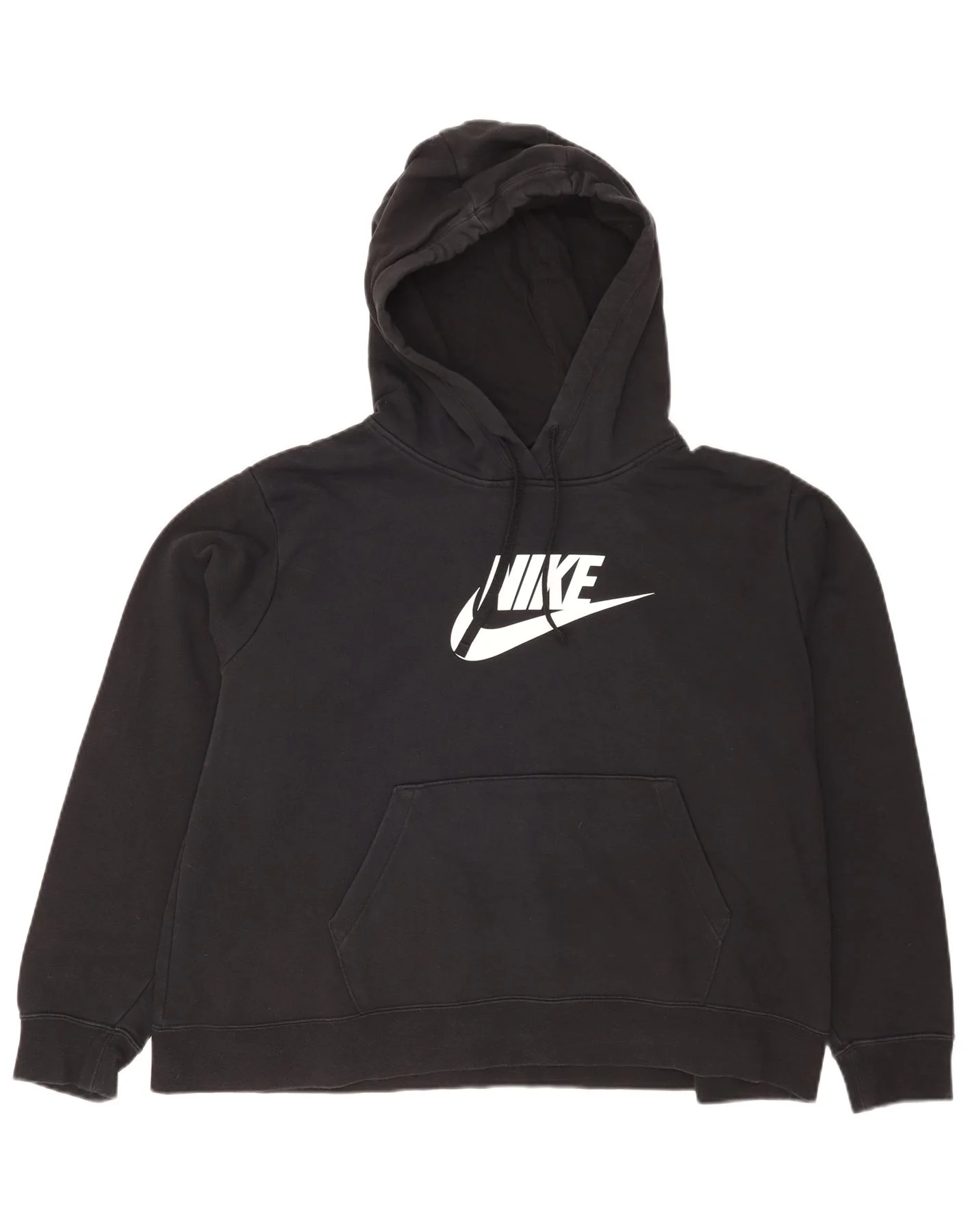 Nike Womens Graphic Oversized Hoodie Jumper UK 18 XL Navy Blue Cotton
