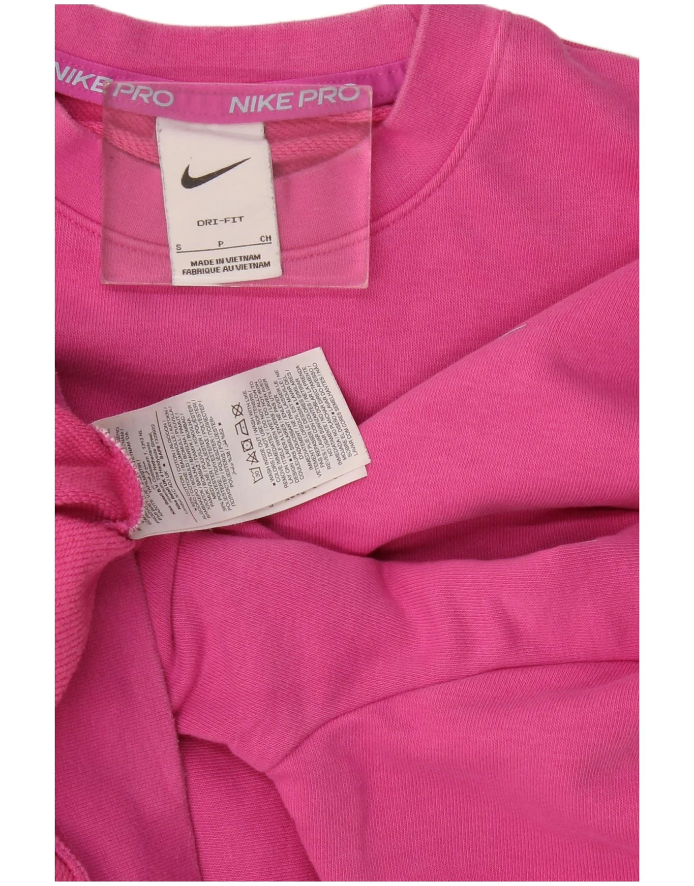 Nike Womens Graphic Oversized Sweatshirt Jumper UK 10 Small Pink Cotton - Image 3