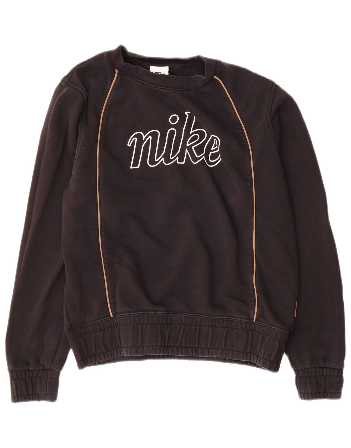 Nike Womens Graphic Oversized Sweatshirt Jumper UK 6 XS Black Cotton