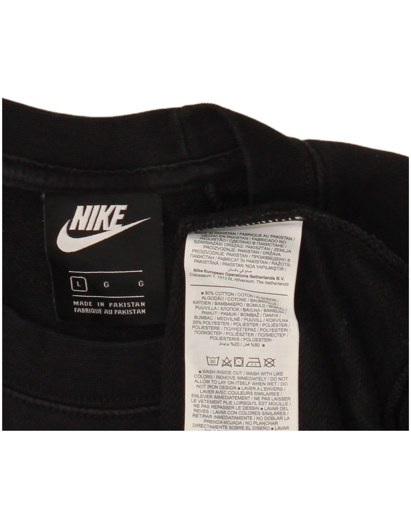 Nike Womens Graphic Sweatshirt Jumper UK 16 Large Black Cotton - Image 3