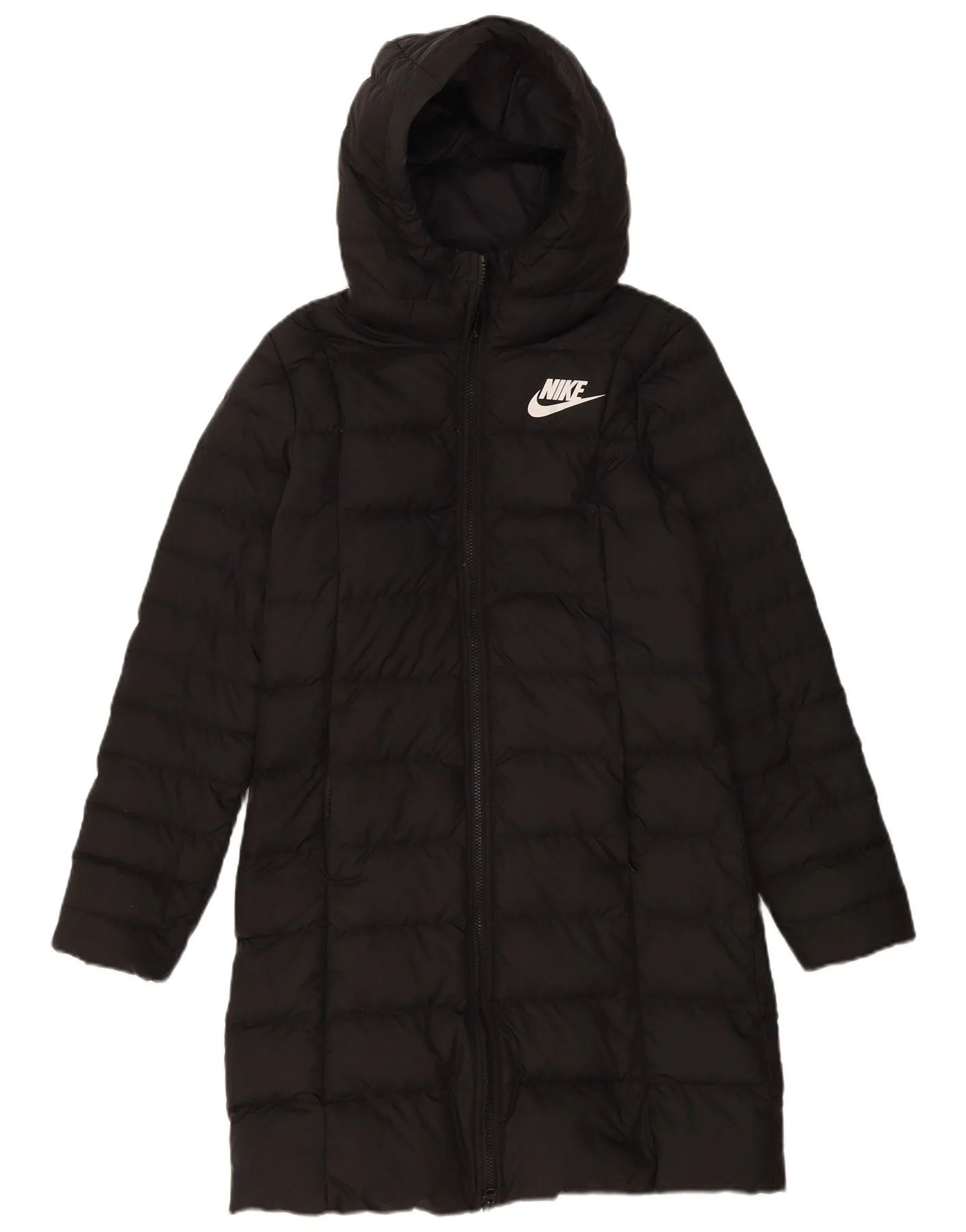 Nike Womens Hooded Padded Coat UK 10 Small Black Polyester