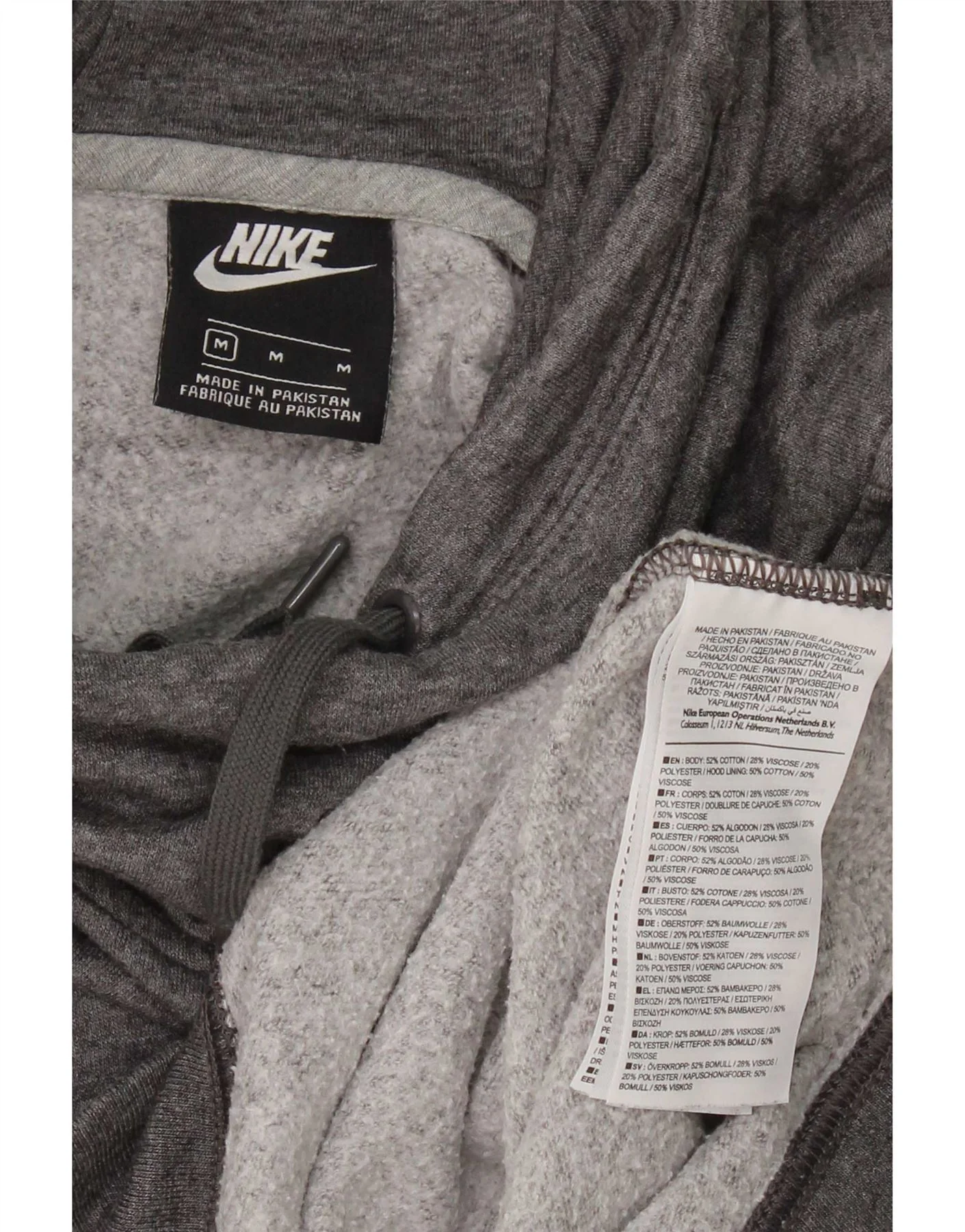 Nike Womens Hoodie Jumper UK 14 Medium Grey Cotton - Image 4