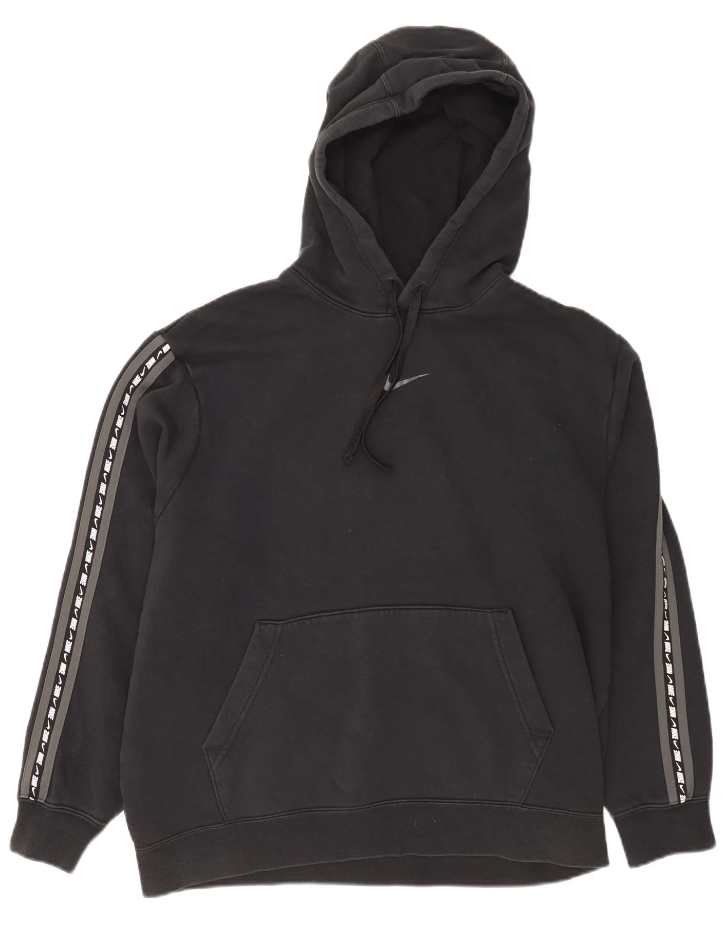 Nike Womens Oversized Graphic Hoodie Jumper UK 14 Large Black Cotton Sports