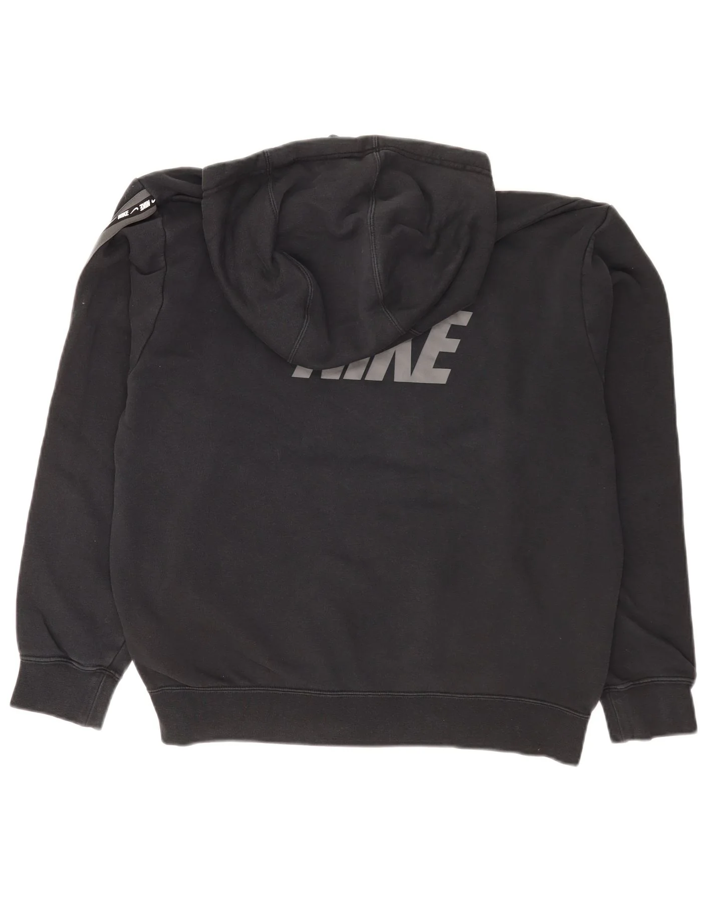 Nike Womens Oversized Graphic Hoodie Jumper UK 14 Large Black Cotton Sports - Image 2