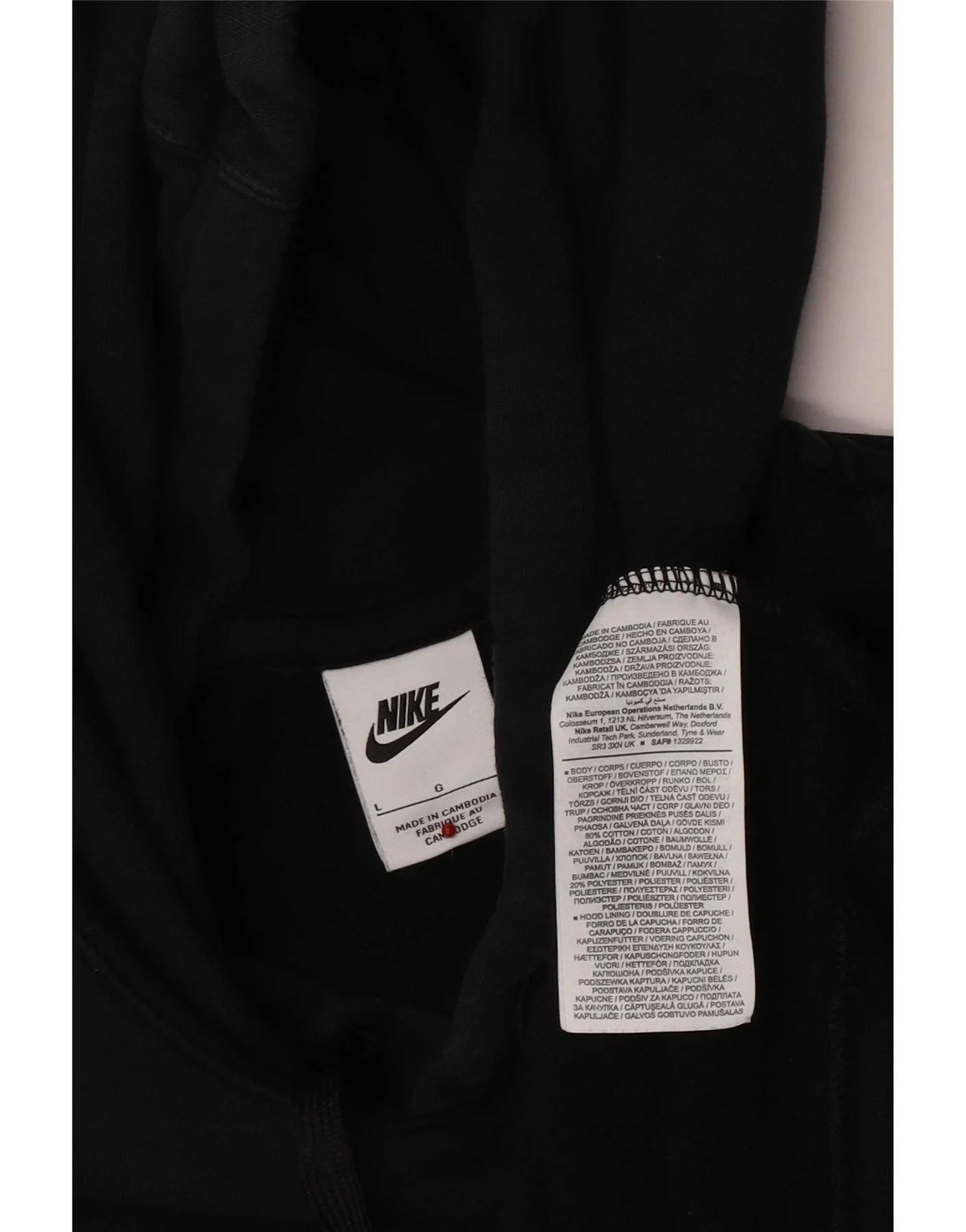 Nike Womens Oversized Graphic Hoodie Jumper UK 14 Large Black Cotton Sports - Image 3