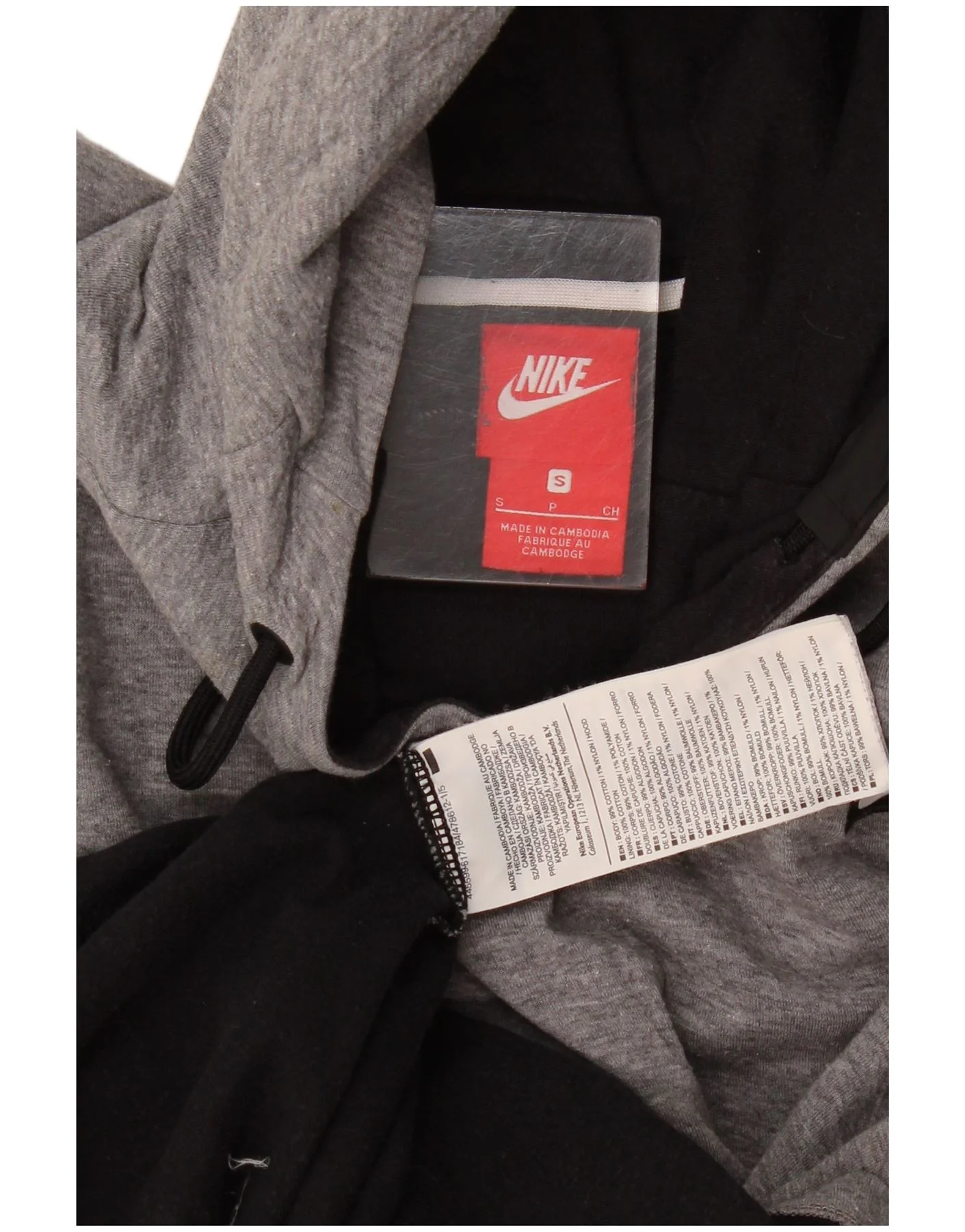 Nike Womens Oversized Hoodie Jumper UK 10 Small Grey Cotton - Image 4