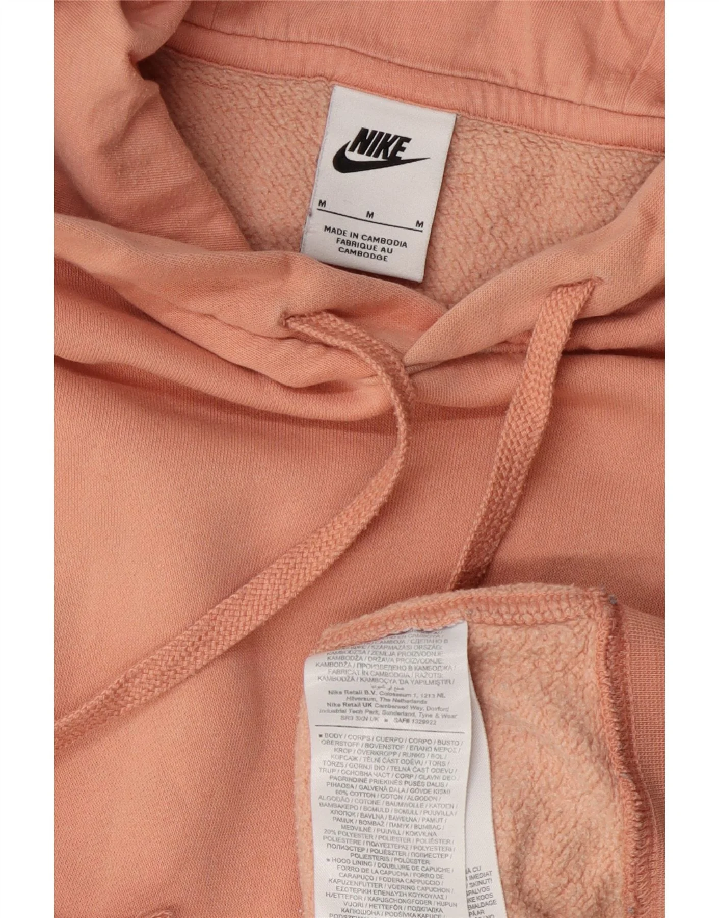 Nike Womens Oversized Hoodie Jumper UK 14 Medium Pink Cotton - Image 4