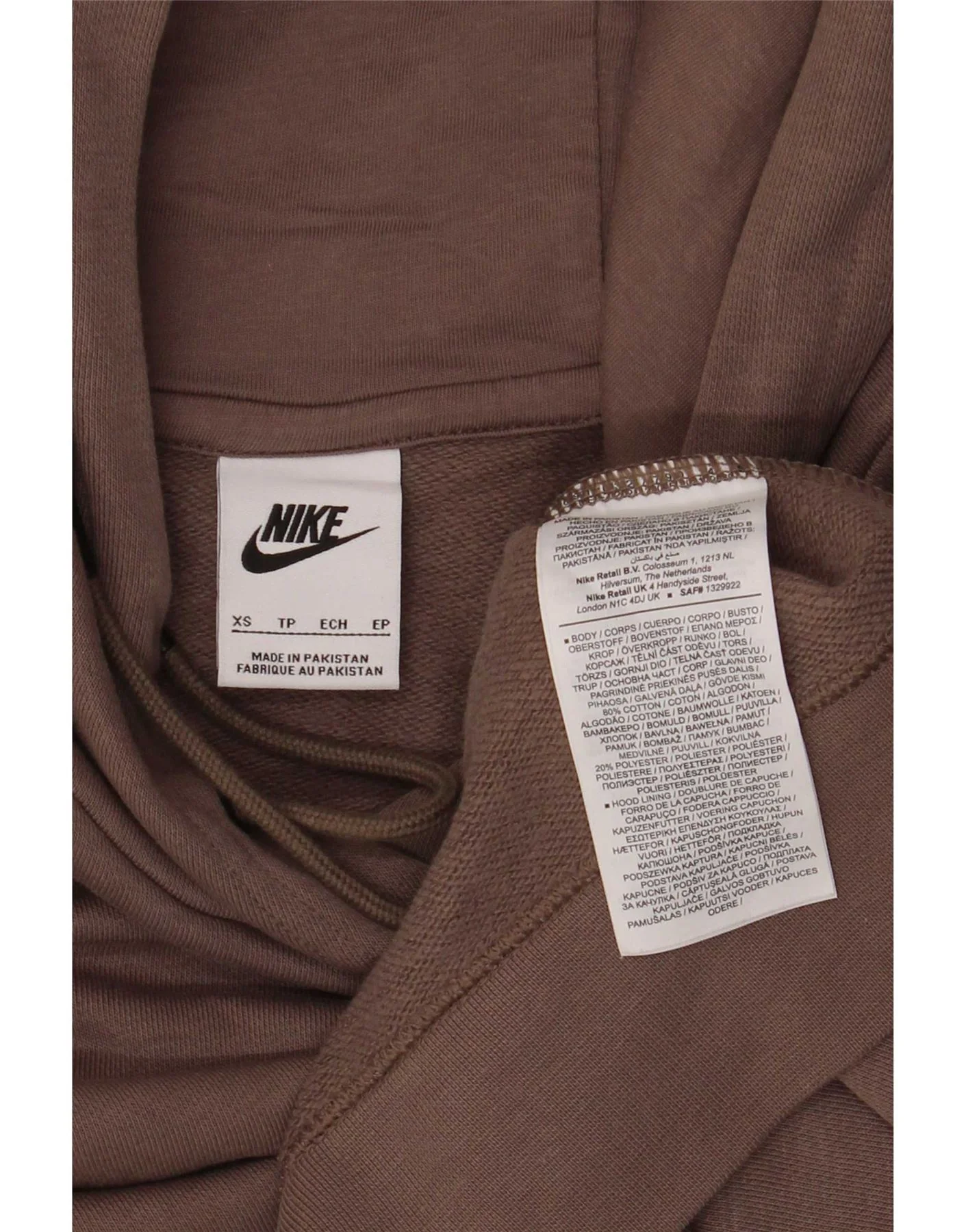 Nike Womens Oversized Hoodie Jumper UK 6 XS Grey Cotton - Image 3