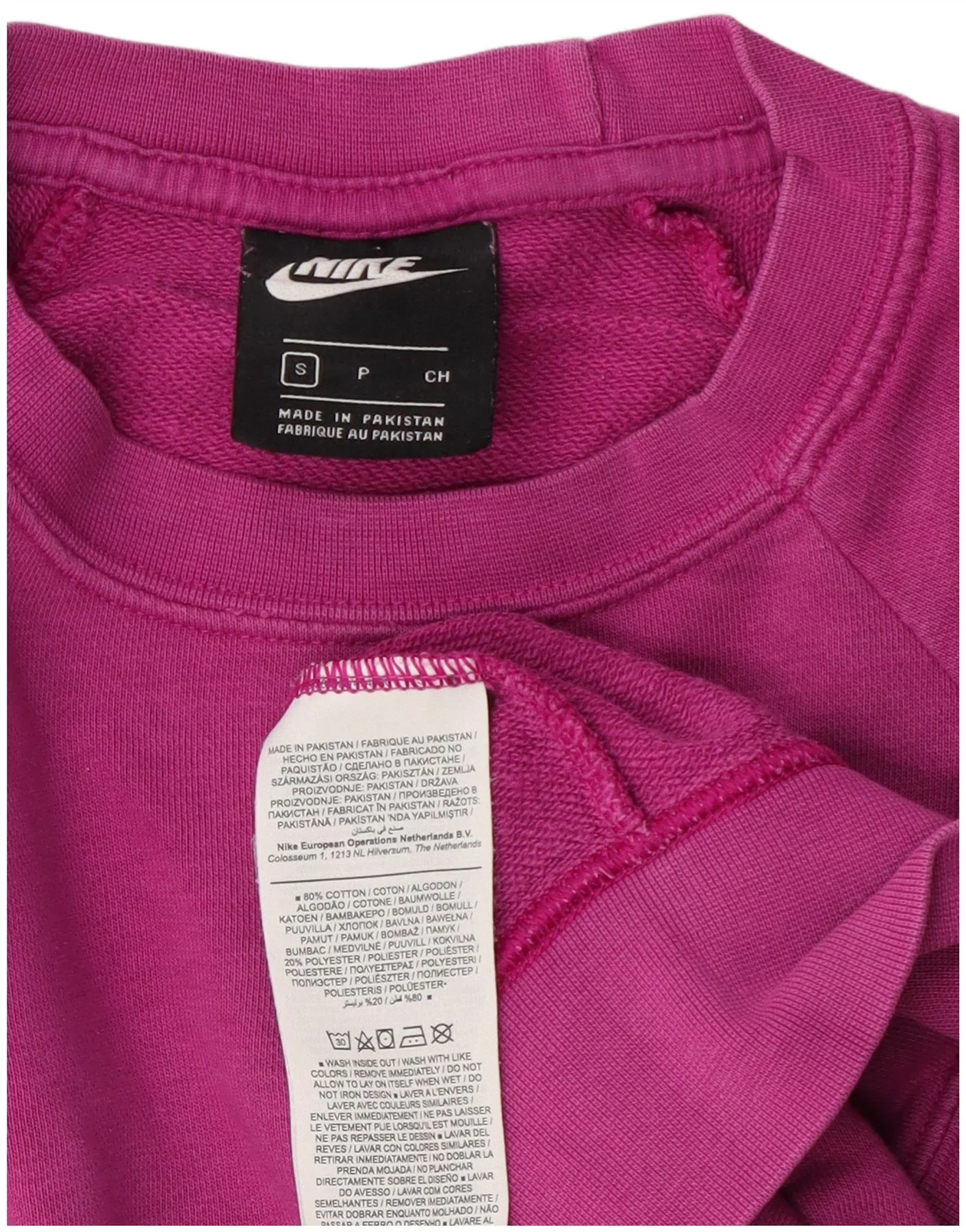 Nike Womens Oversized Sweatshirt Jumper UK 10 Small Pink Cotton - Image 4