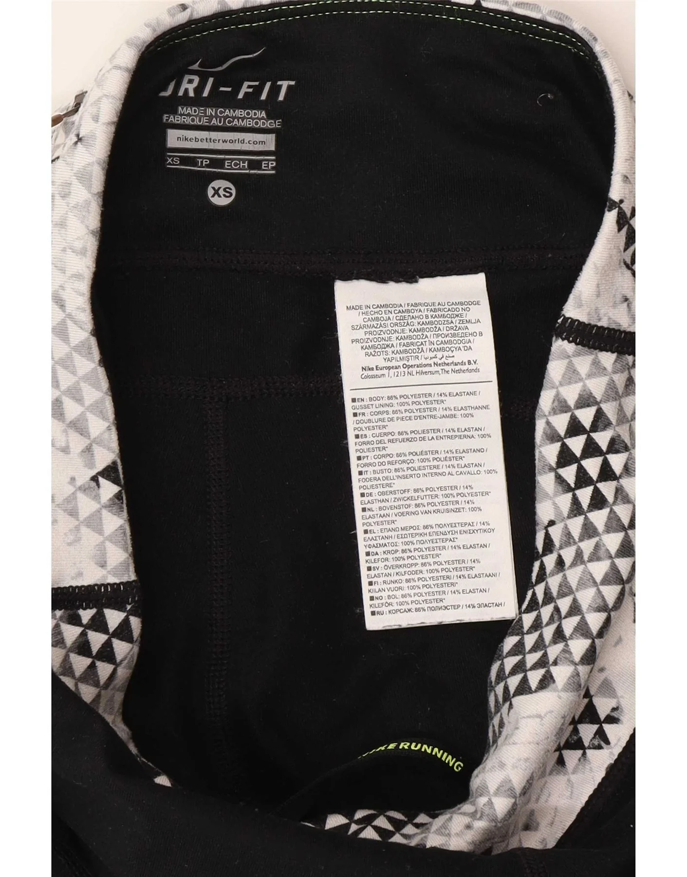 Nike Womens Running Leggings XS W25 L30 Black Colourblock Polyester - Image 4