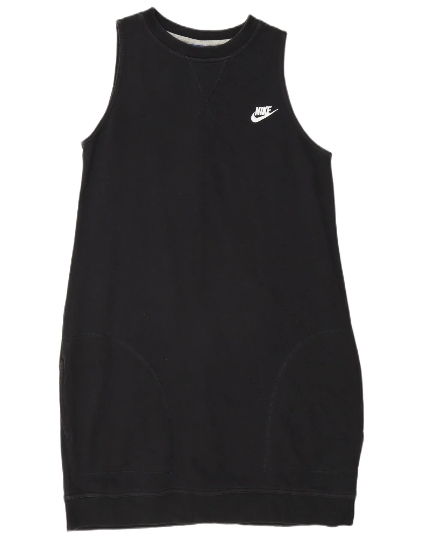 Nike Womens Sleeveless Sweatshirt Jumper Dress UK 14 Large Black Cotton