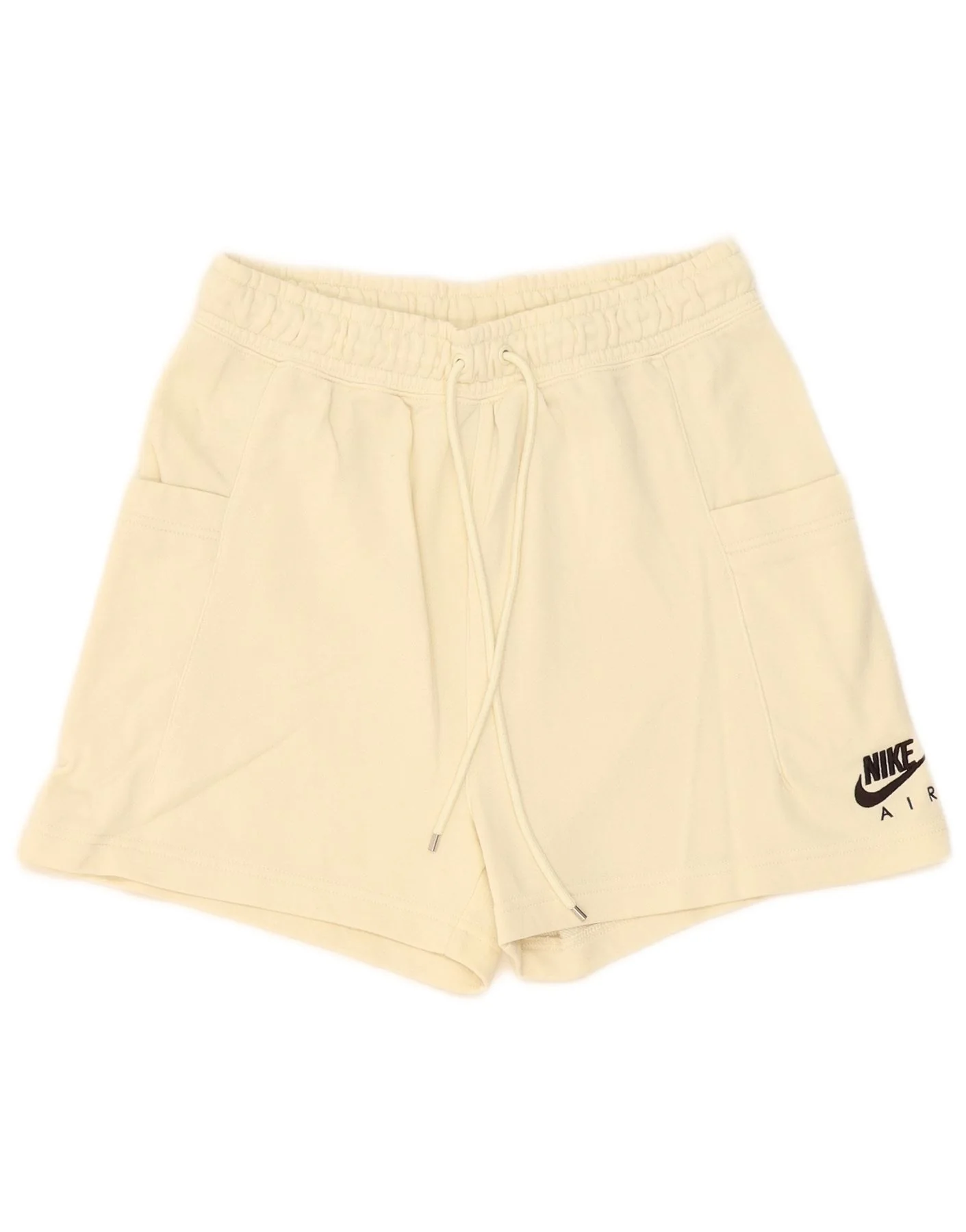 Nike Womens Sport Shorts UK 8 Small Beige Cotton